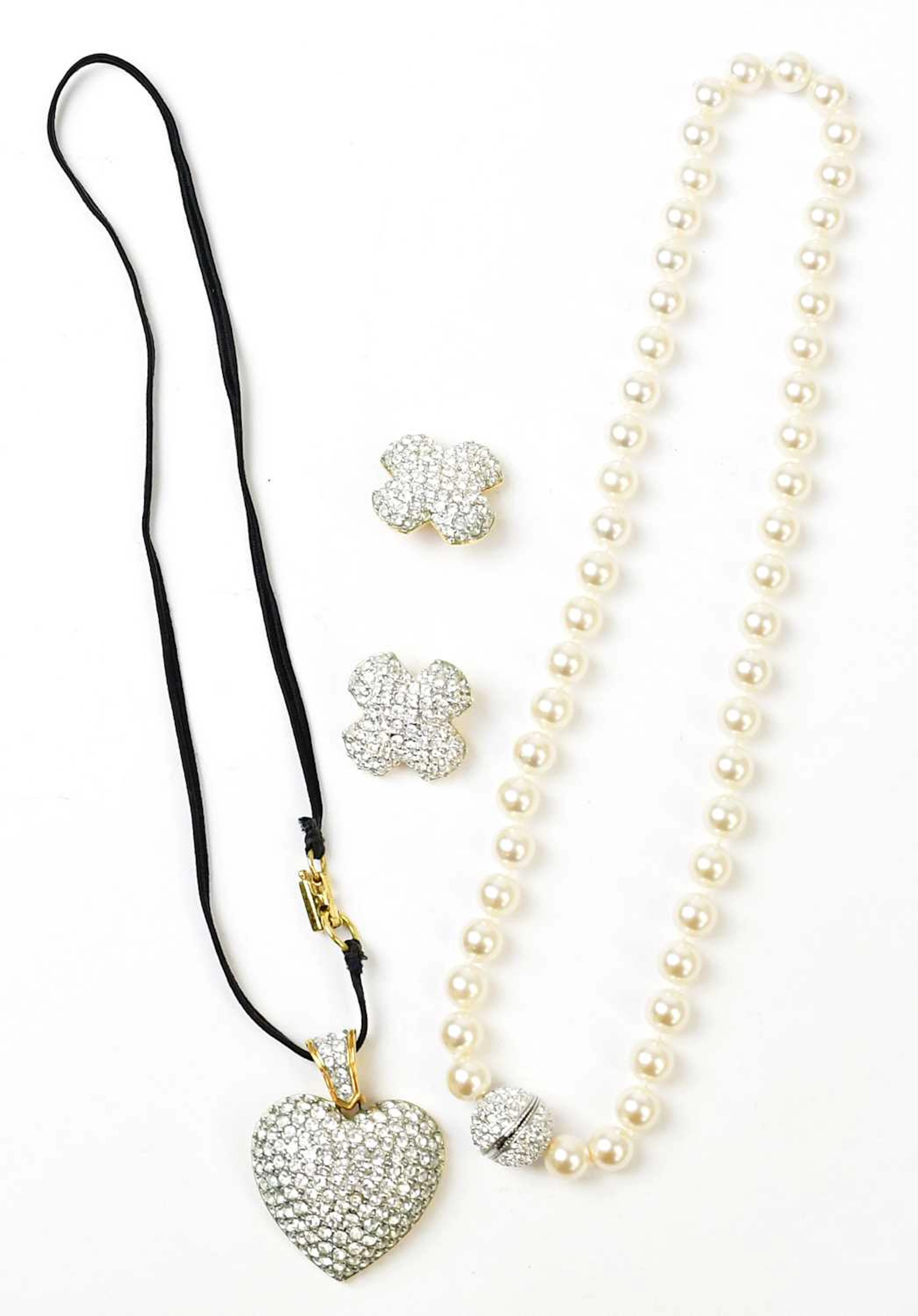 SWAROVSKI; a faux pearl necklace with silver-coloured...