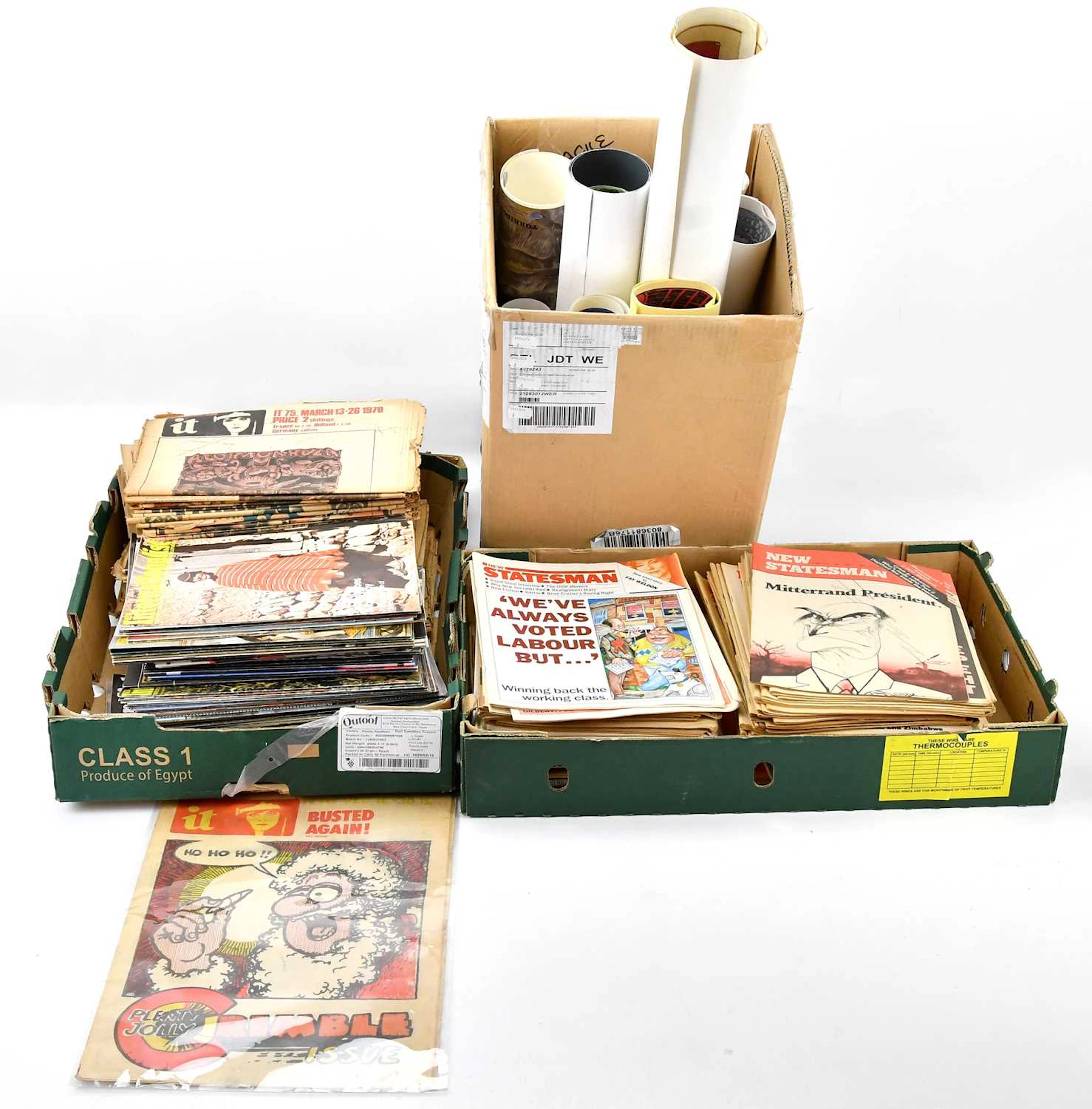 A selection of newspapers and magazines including New Statesman
