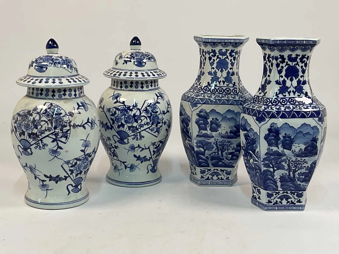 A pair of modern Chinese lidded vases