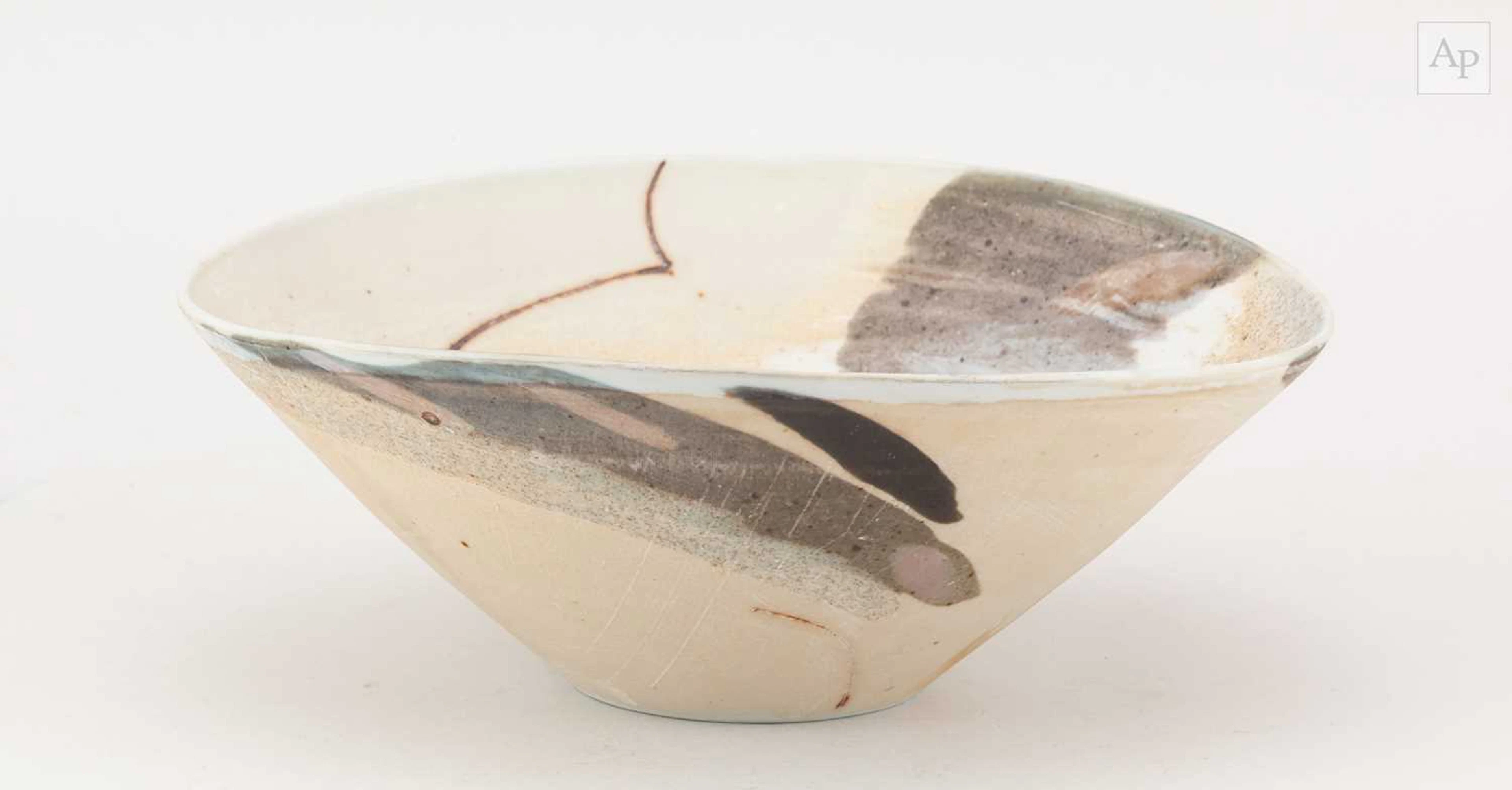 JACK DOHERTY (born 1948); an oval porcelain bowl covered in soda vapour glaze