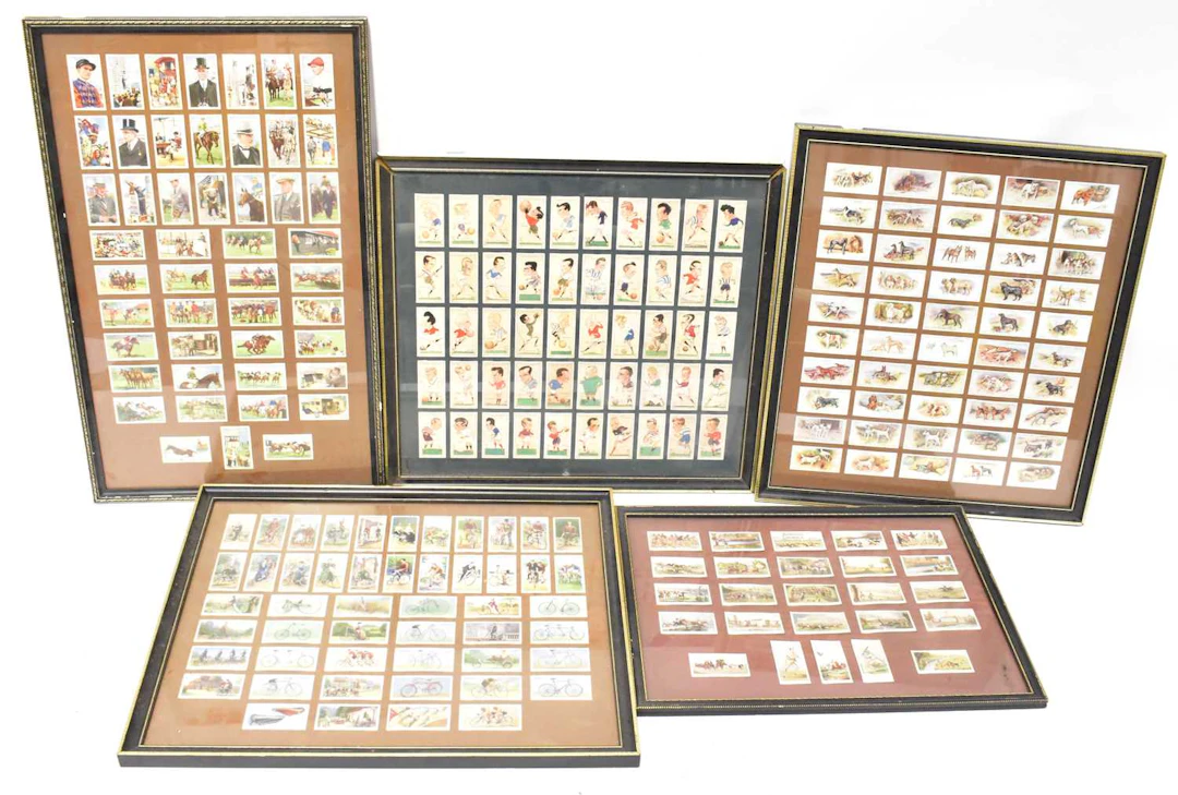 Five collections of cigarette cards relating to sports...