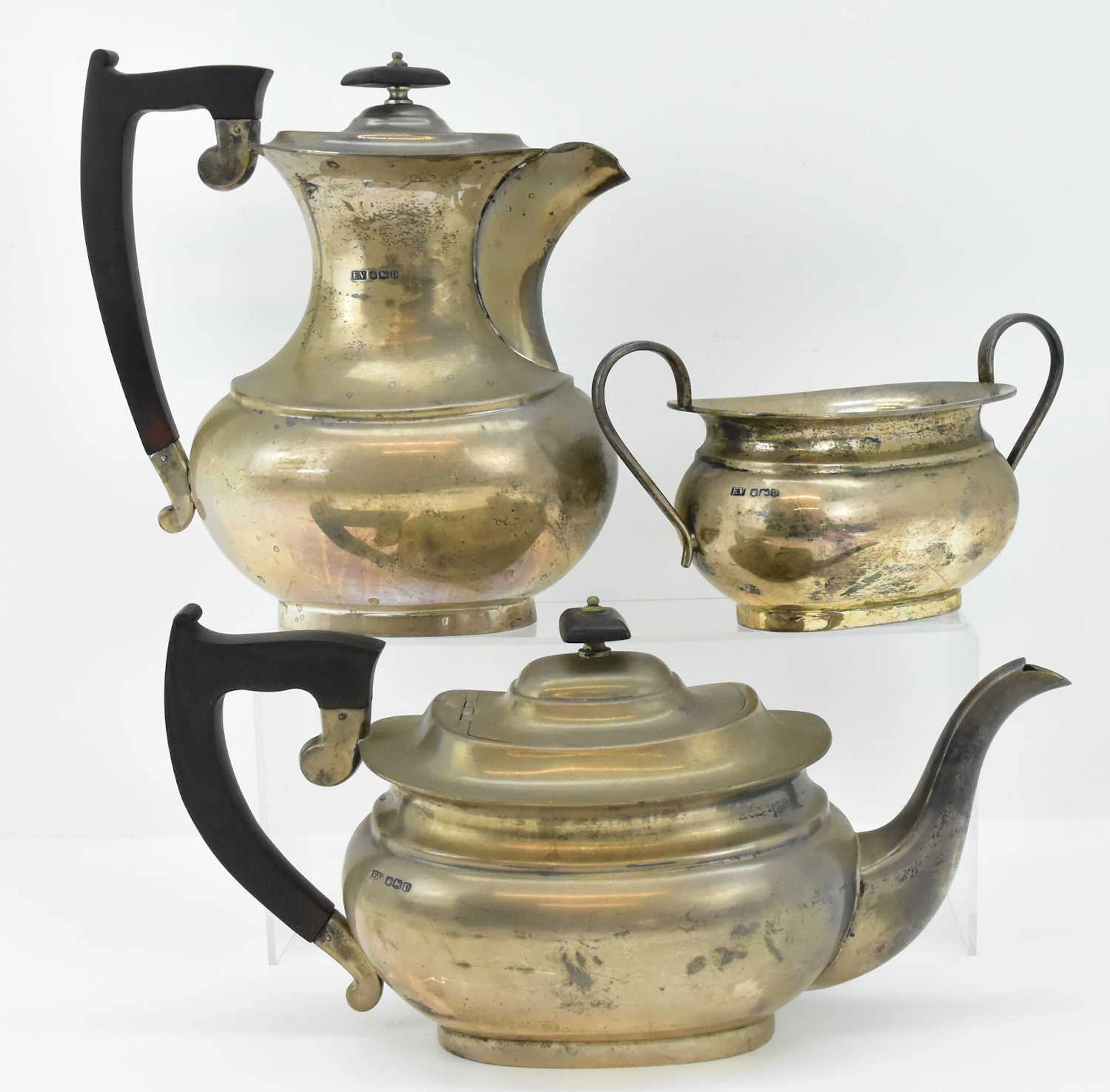 VINERS LTD; a George VI hallmarked silver three-piece tea...