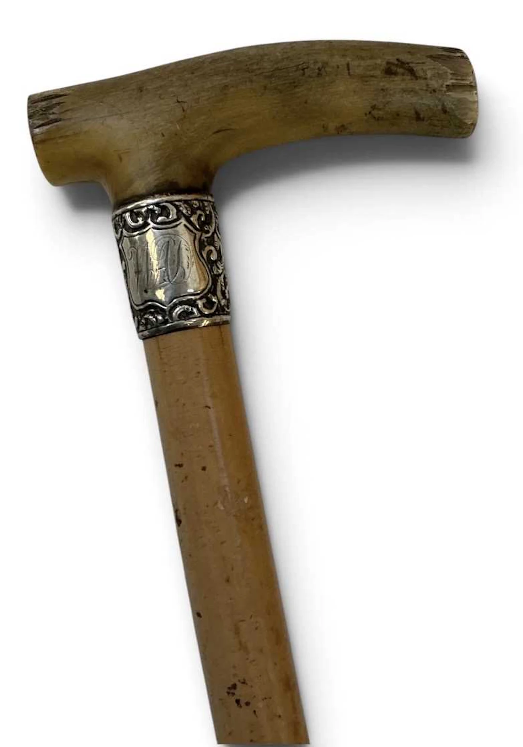 A late Victorian hallmarked silver mounted walking stick