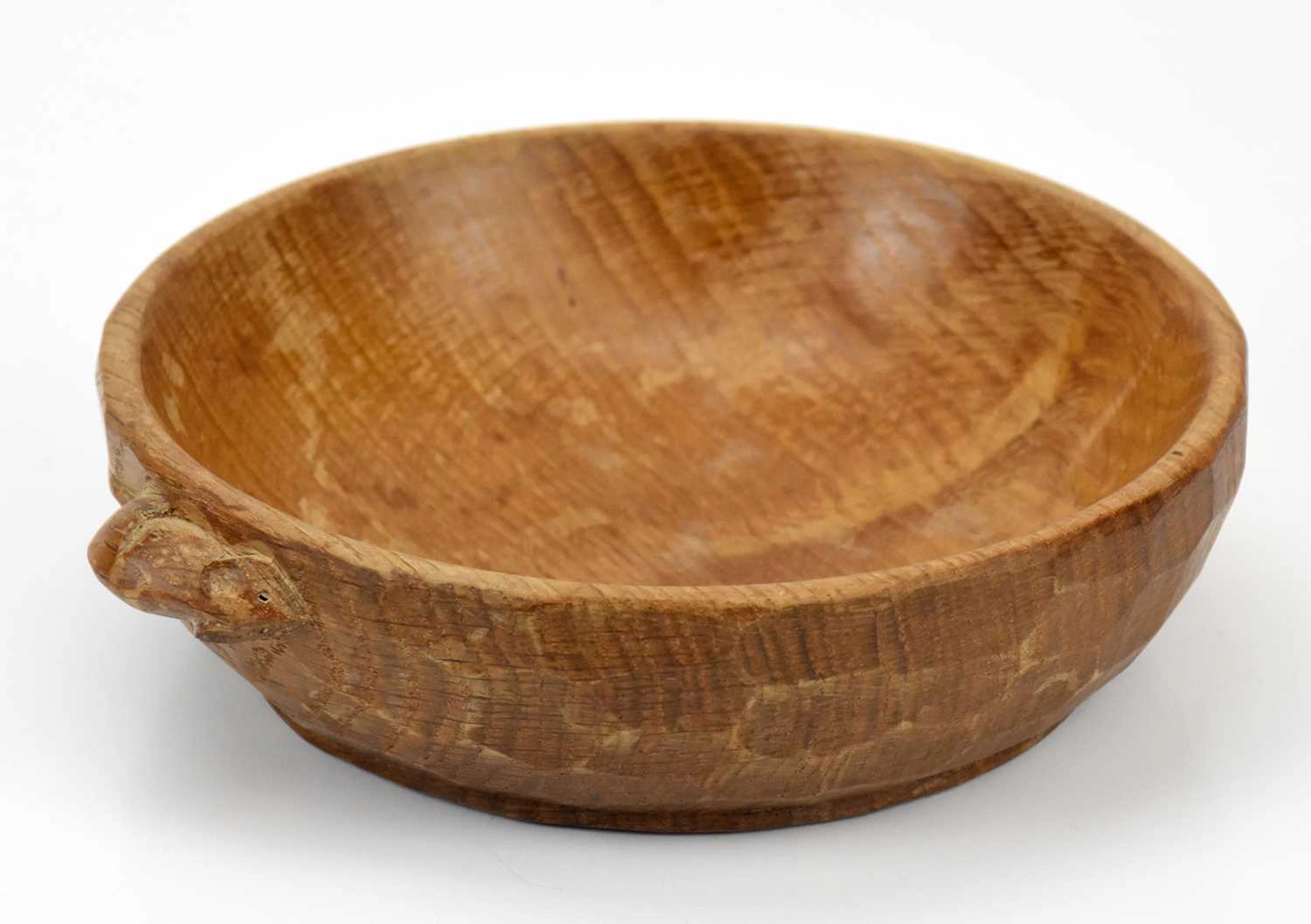 WORKSHOP OF ROBERT 'MOUSEMAN' THOMPSON; a small adzed oak bowl of circular form