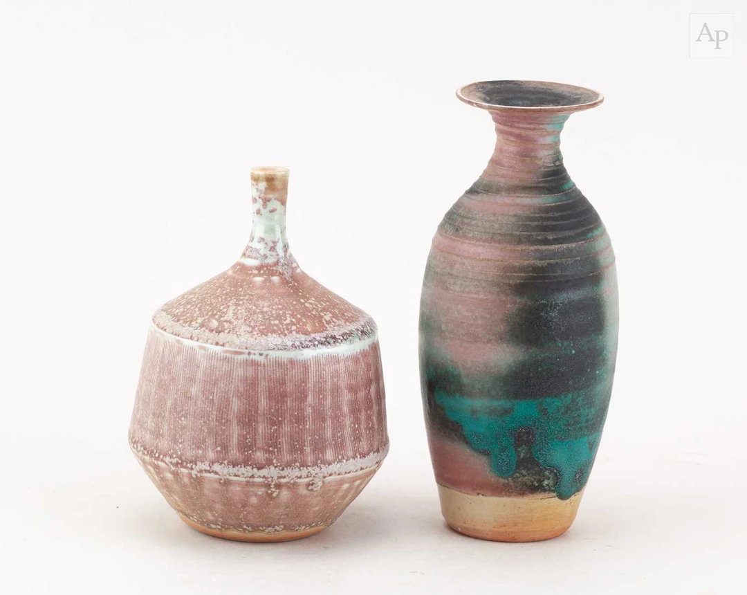 MARY RICH (1940-2022); a porcelain bottle with banded decoration