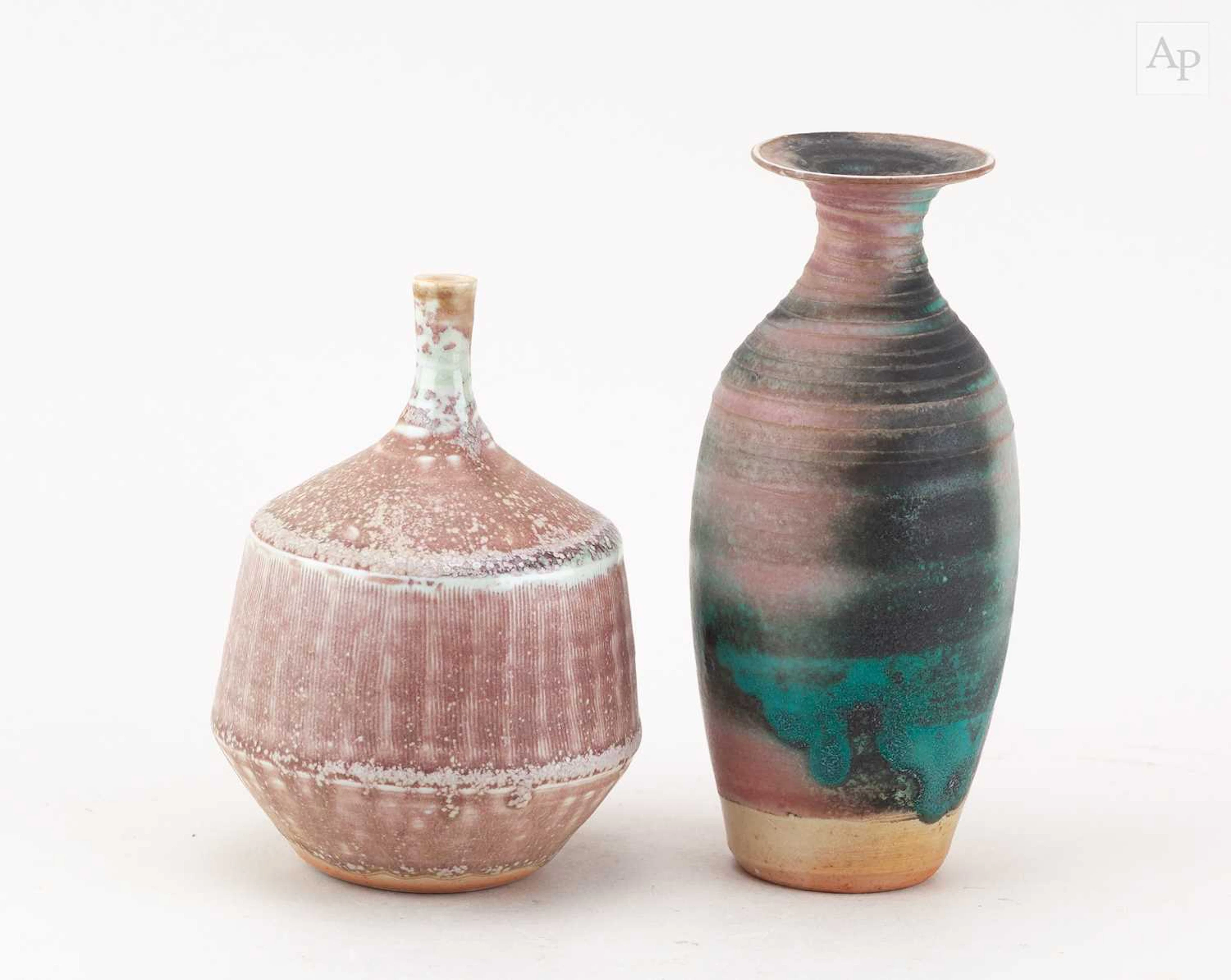 MARY RICH (1940-2022); a porcelain bottle with banded decoration