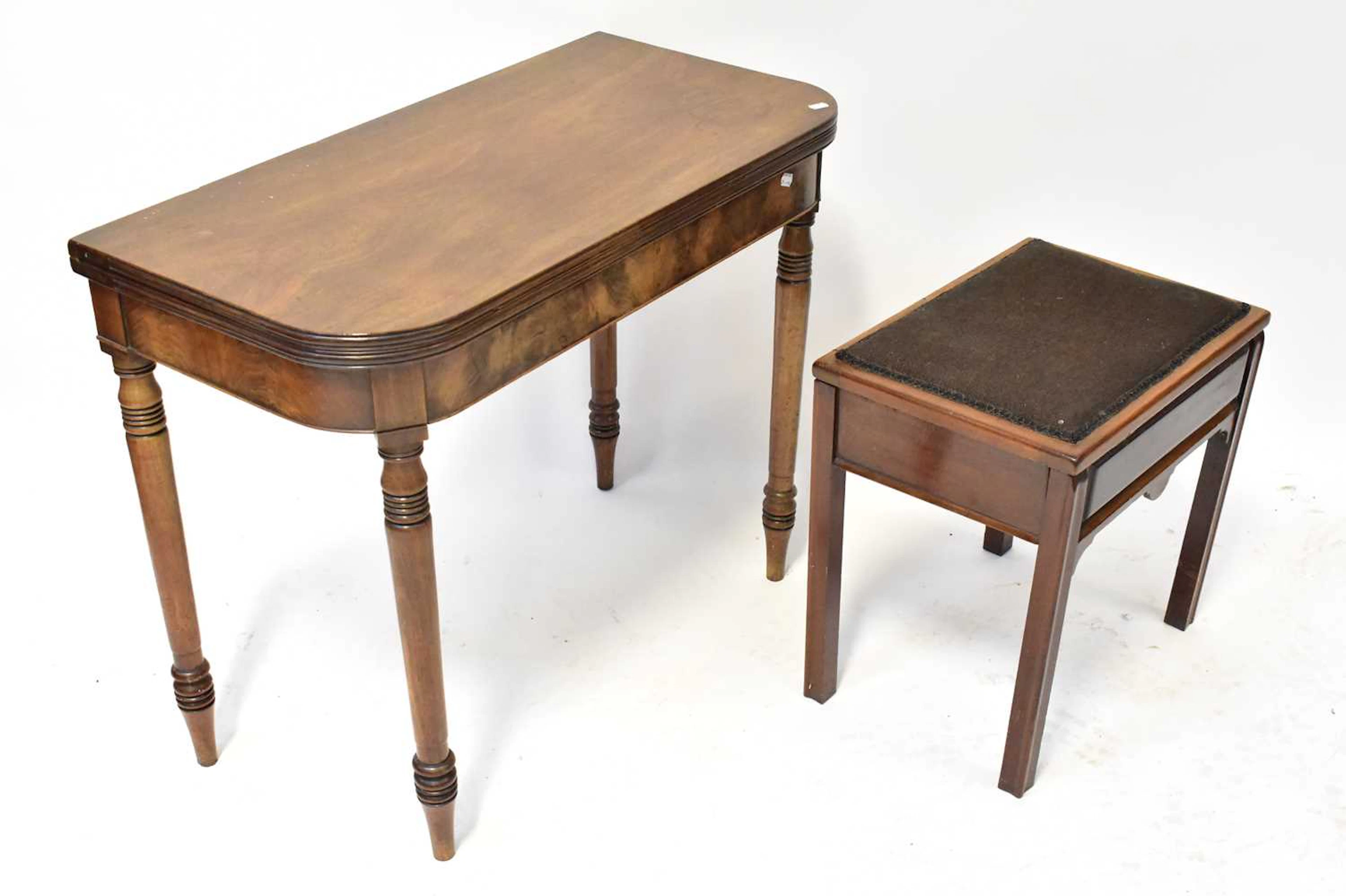 A 19th century mahogany fold-over tea table
