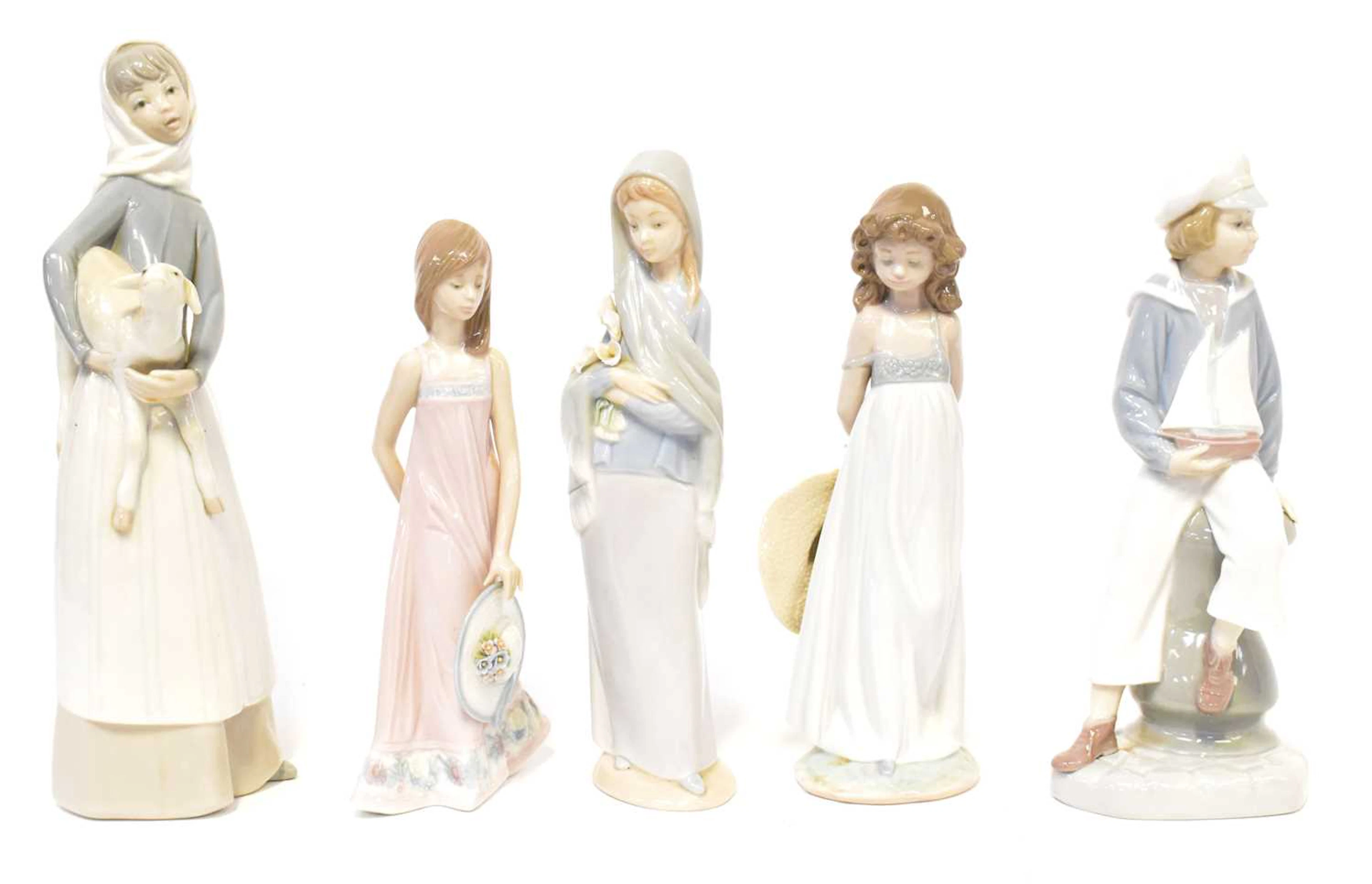 LLADRO; five porcelain figures