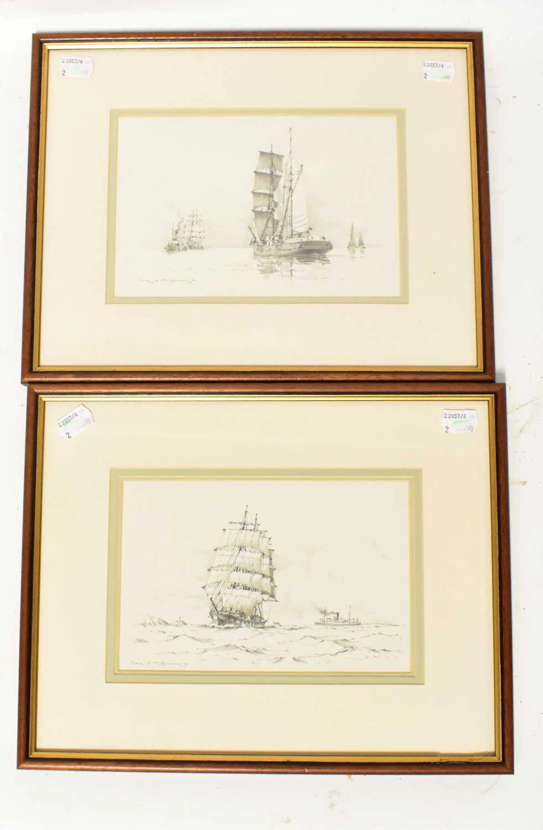 SAMUEL JOHN MILTON BROWN; pair of pencil sketches