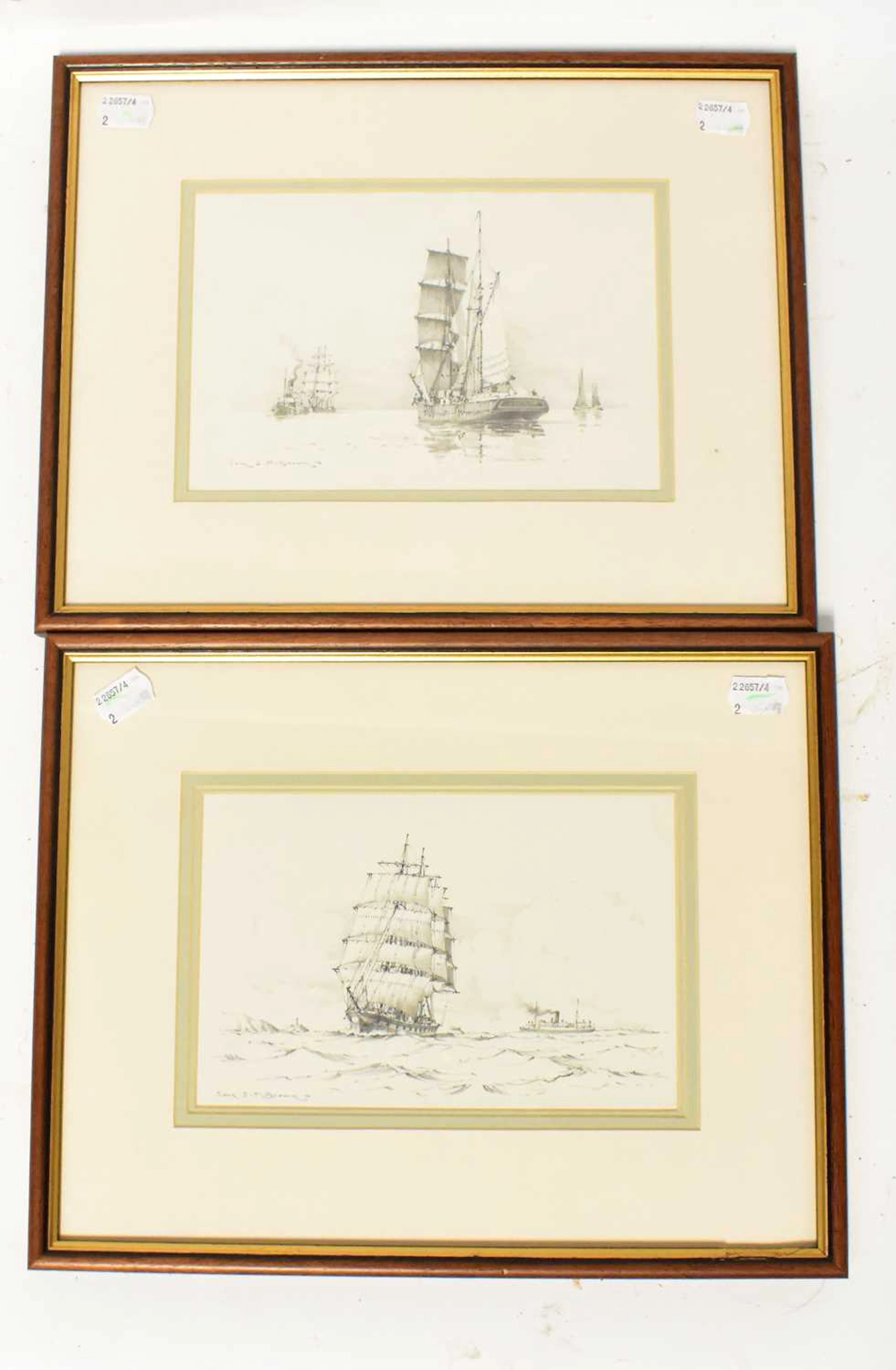 SAMUEL JOHN MILTON BROWN; pair of pencil sketches