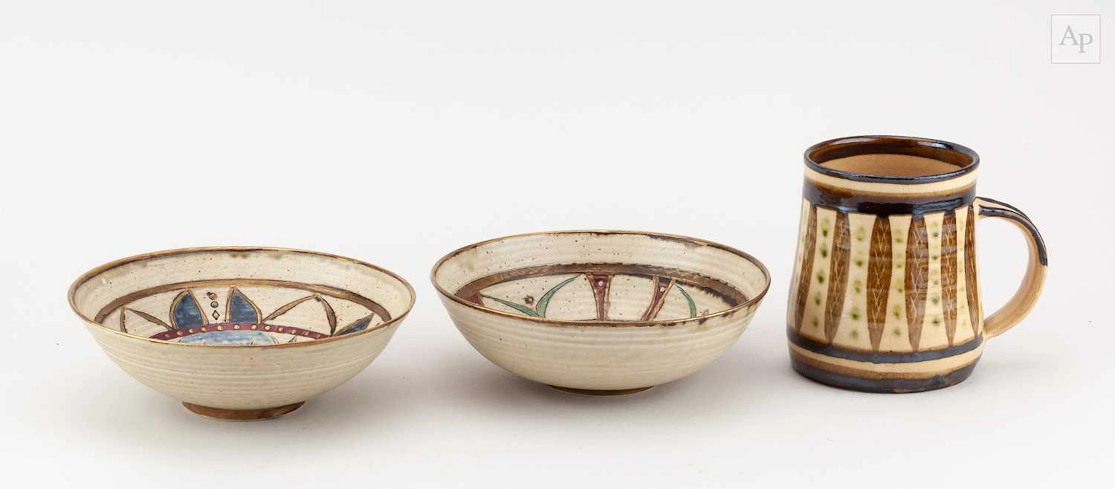 BERNARD FORRESTER (1908-1990); a pair of stoneware bowls...