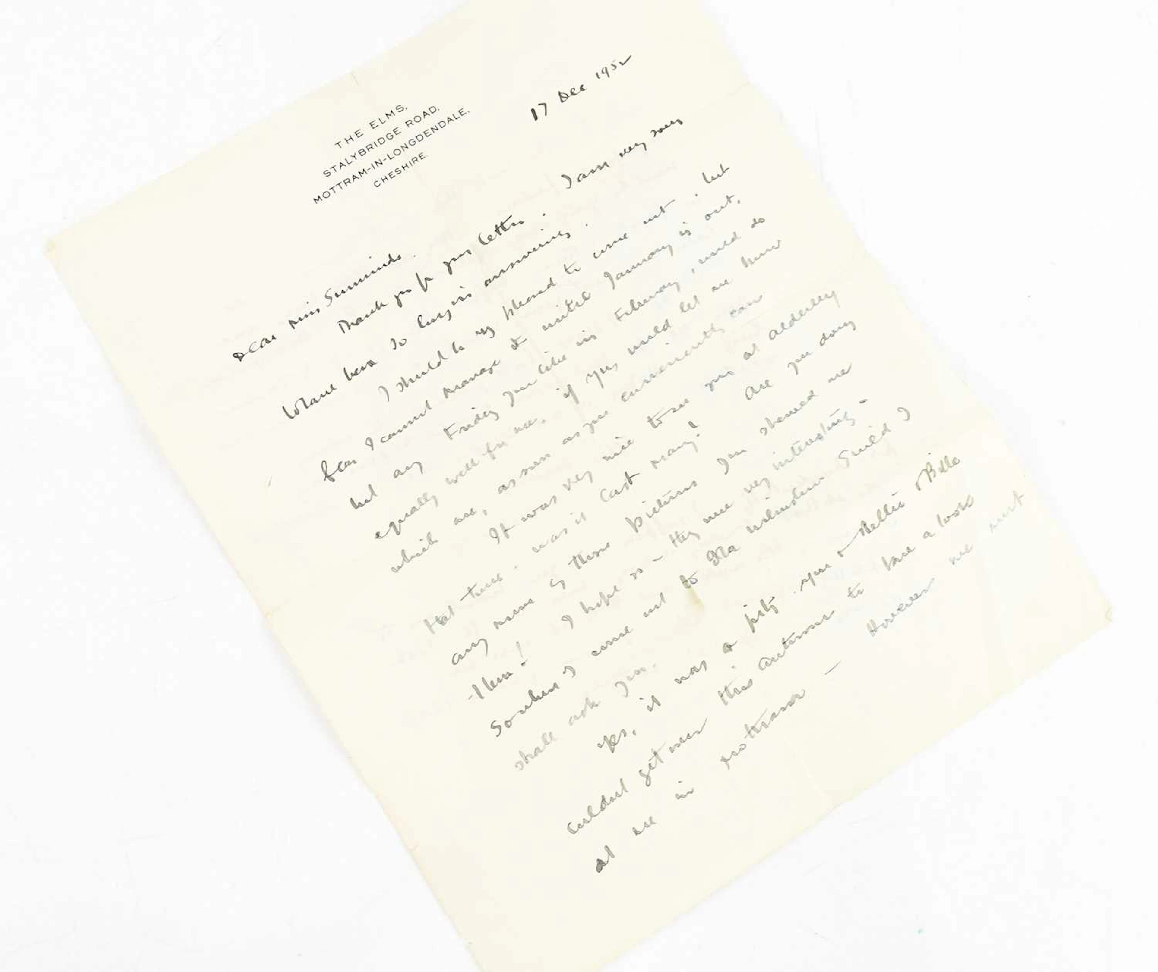 LAURENCE STEPHEN LOWRY RA (1887-1976); a handwritten and...