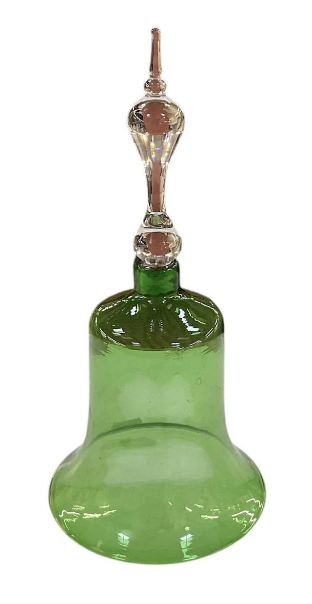 An early 20th century hand blown green and clear art...