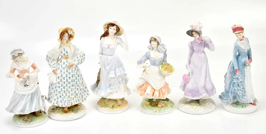 ROYAL WORCESTER; six figures comprising 'The Romantic'