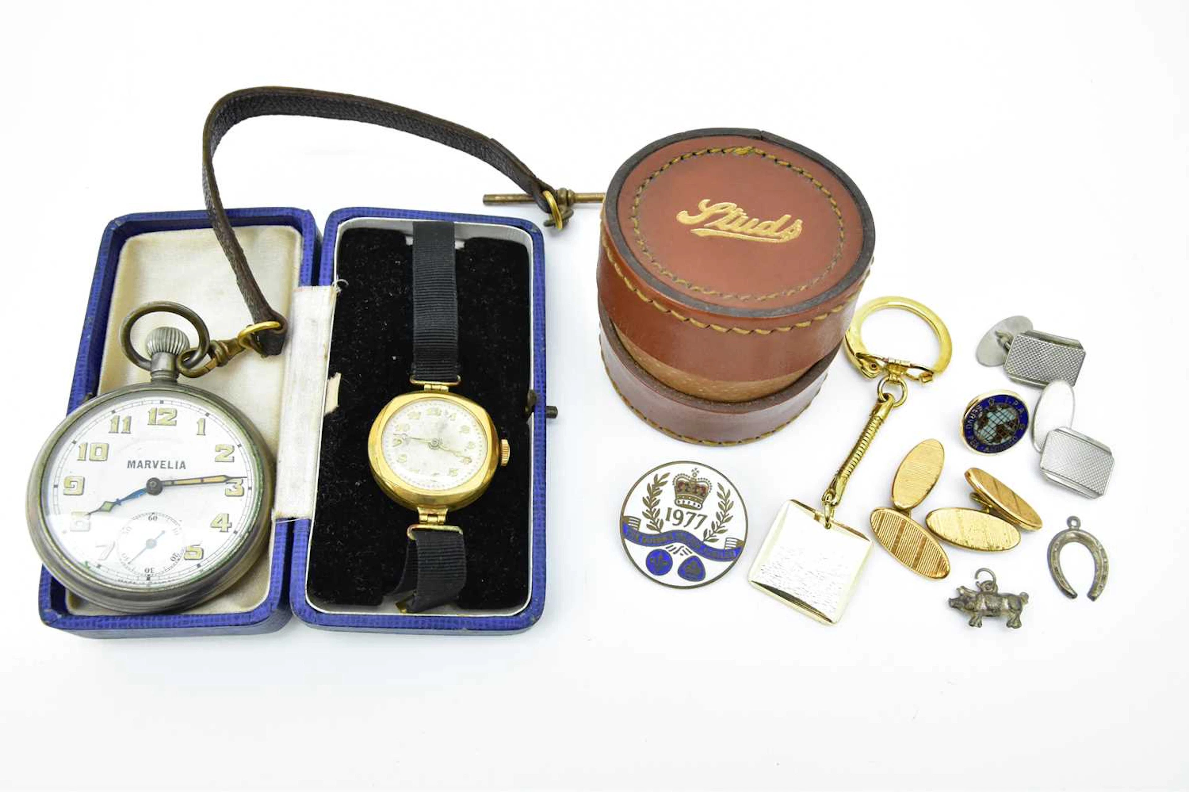 A Marvelia chrome-plated pocket watch
