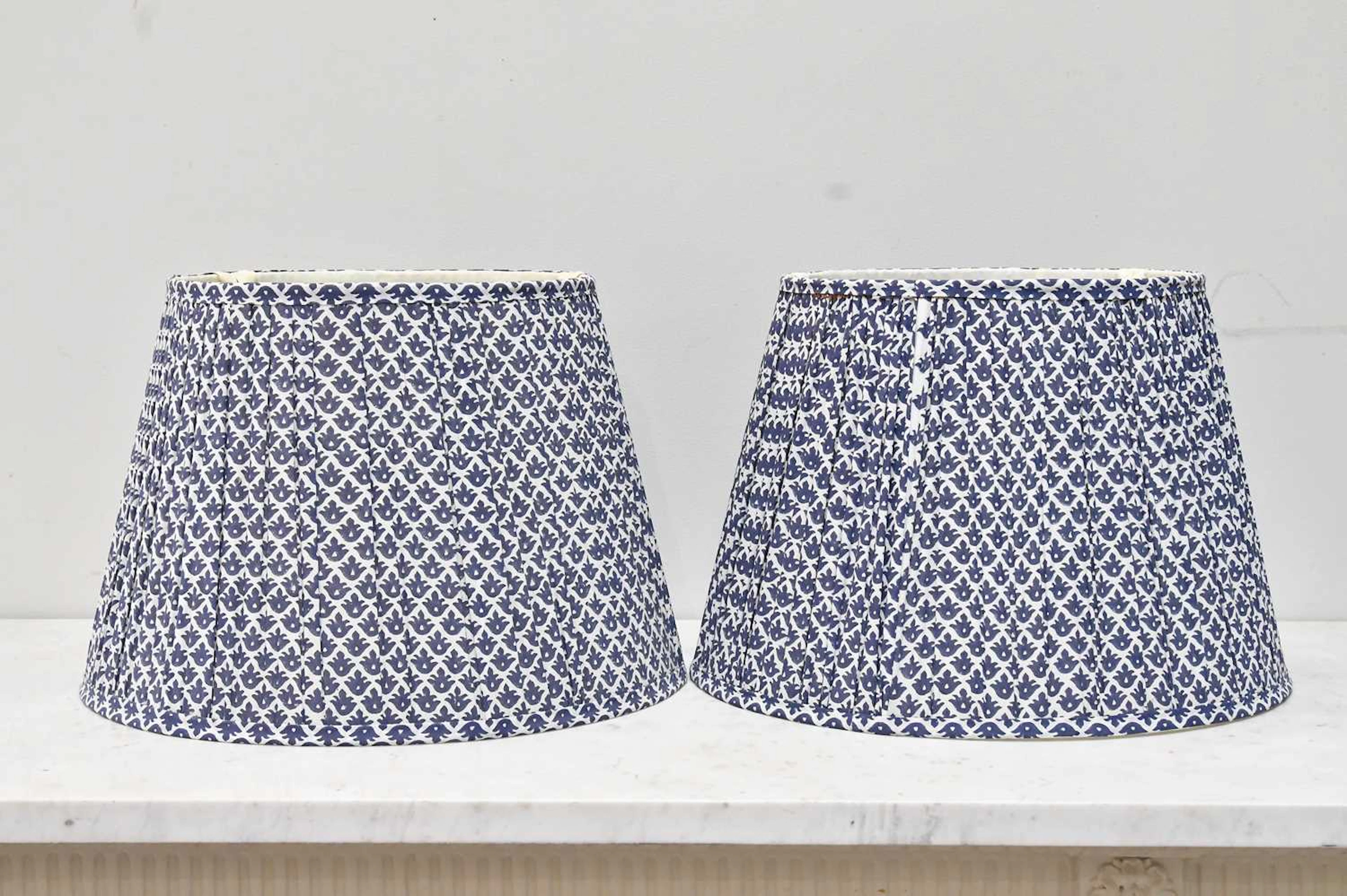 Two contemporary conical lamp shades