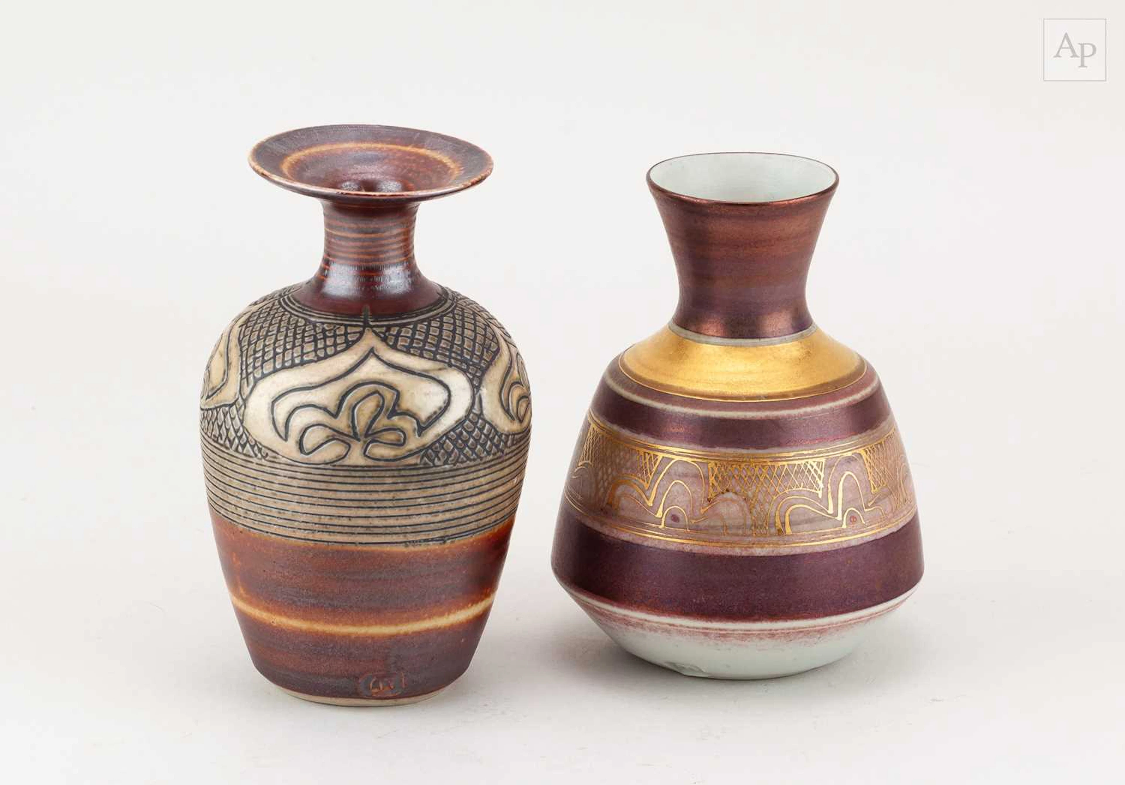 MARY RICH (1940-2022); a porcelain bottle with a gilded...