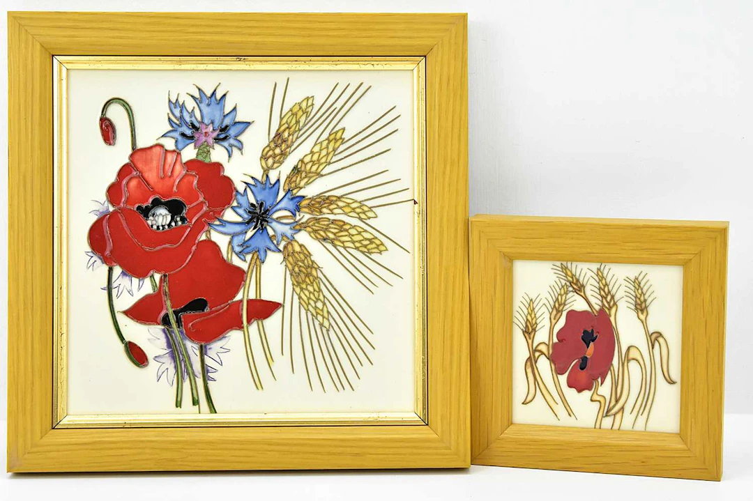 MOORCROFT; two square plaques
