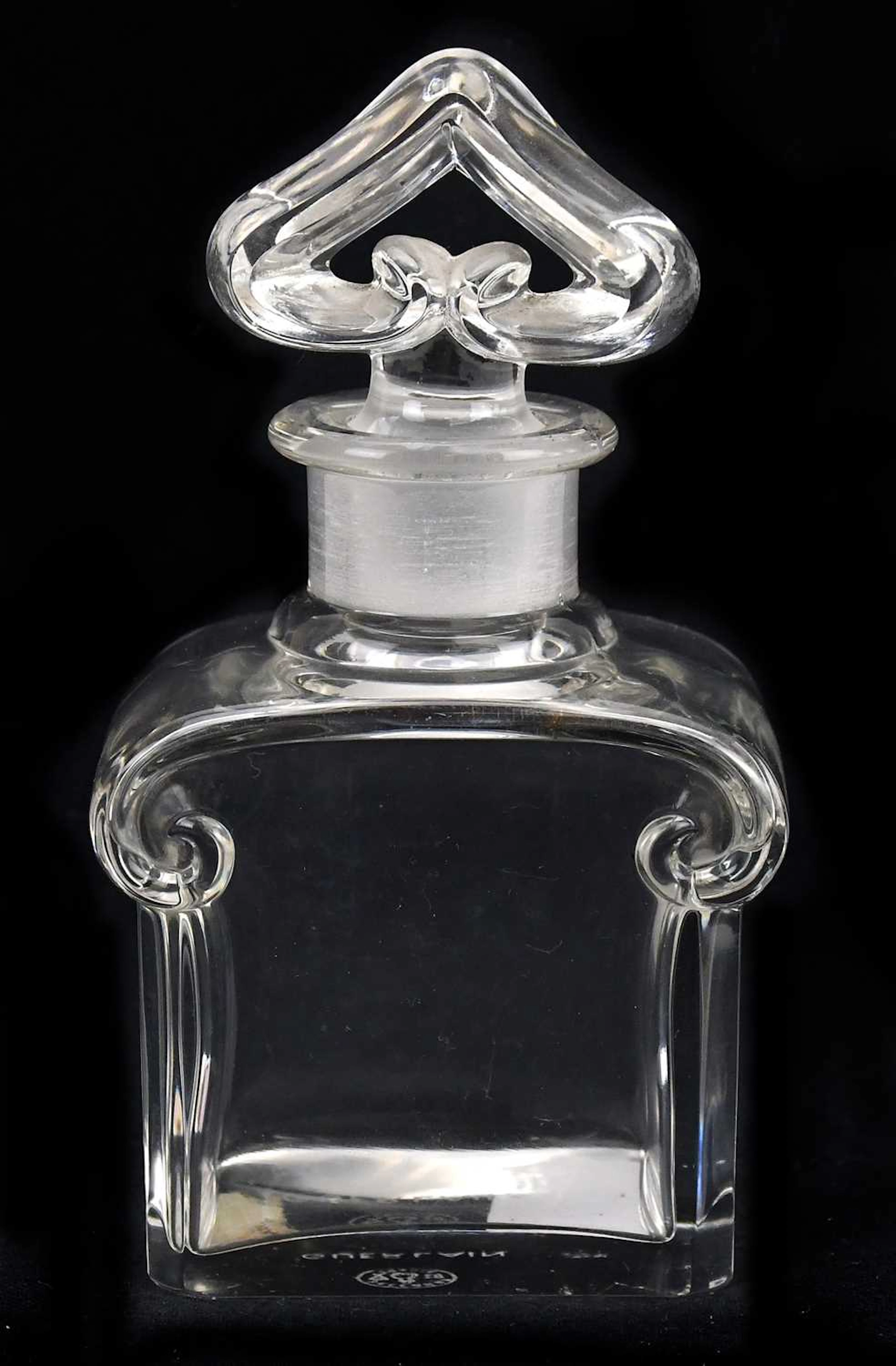 BACCARAT; a Guerlain clear glass scent bottle and stopper