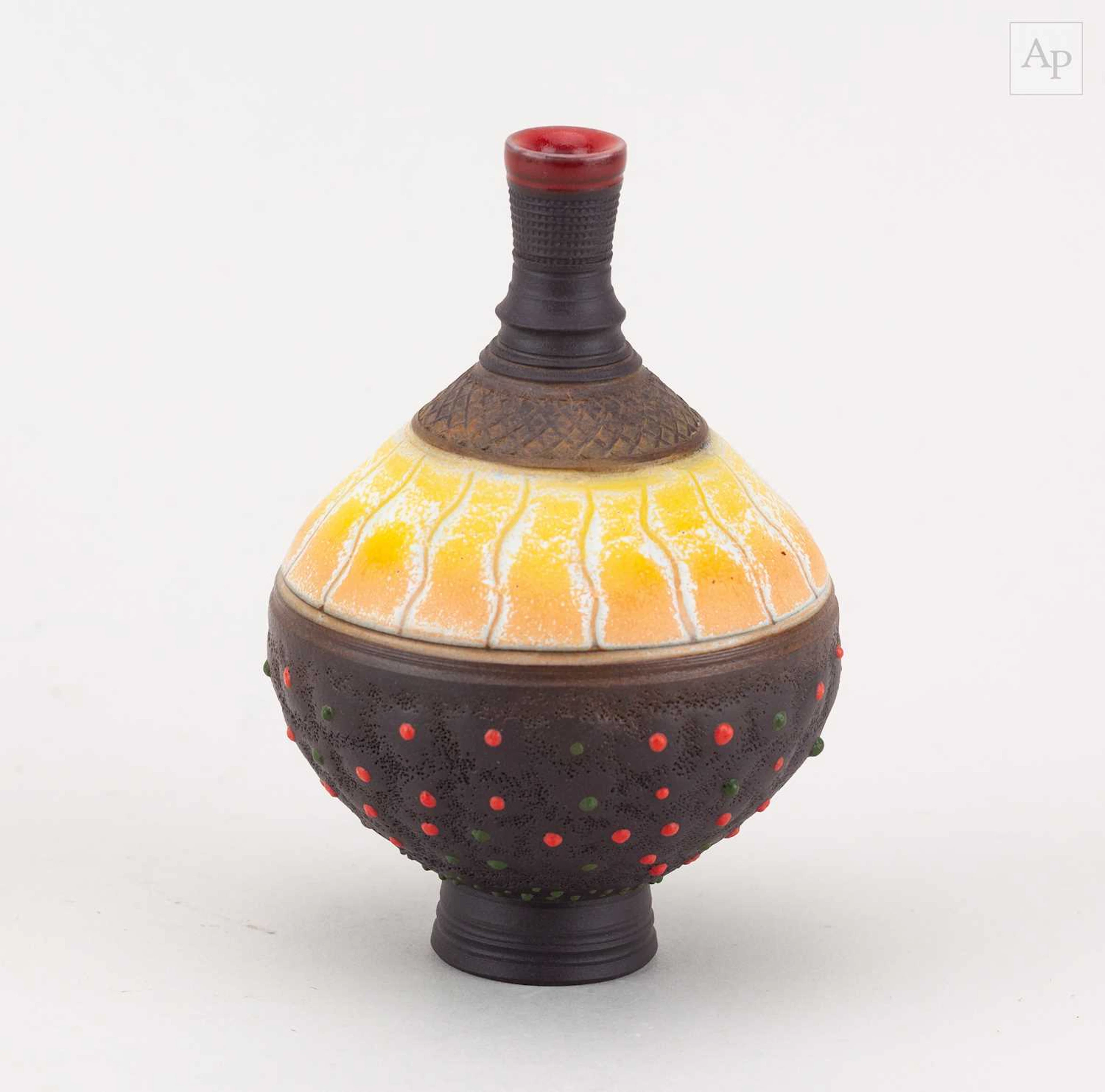 GEOFFREY SWINDELL (born 1945); a porcelain bottle covered...