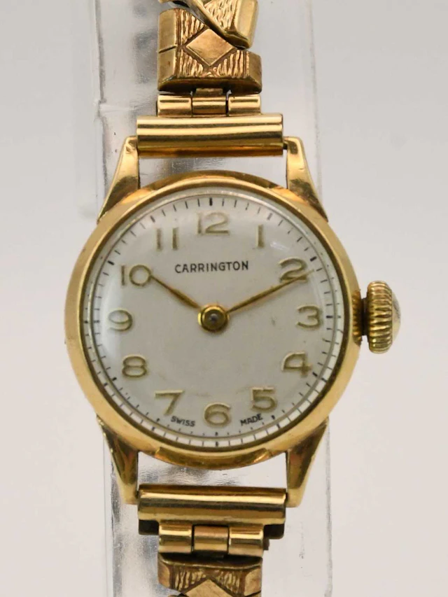 CARRINGTON; an early 20th century lady's 9ct yellow gold cased wristwatch