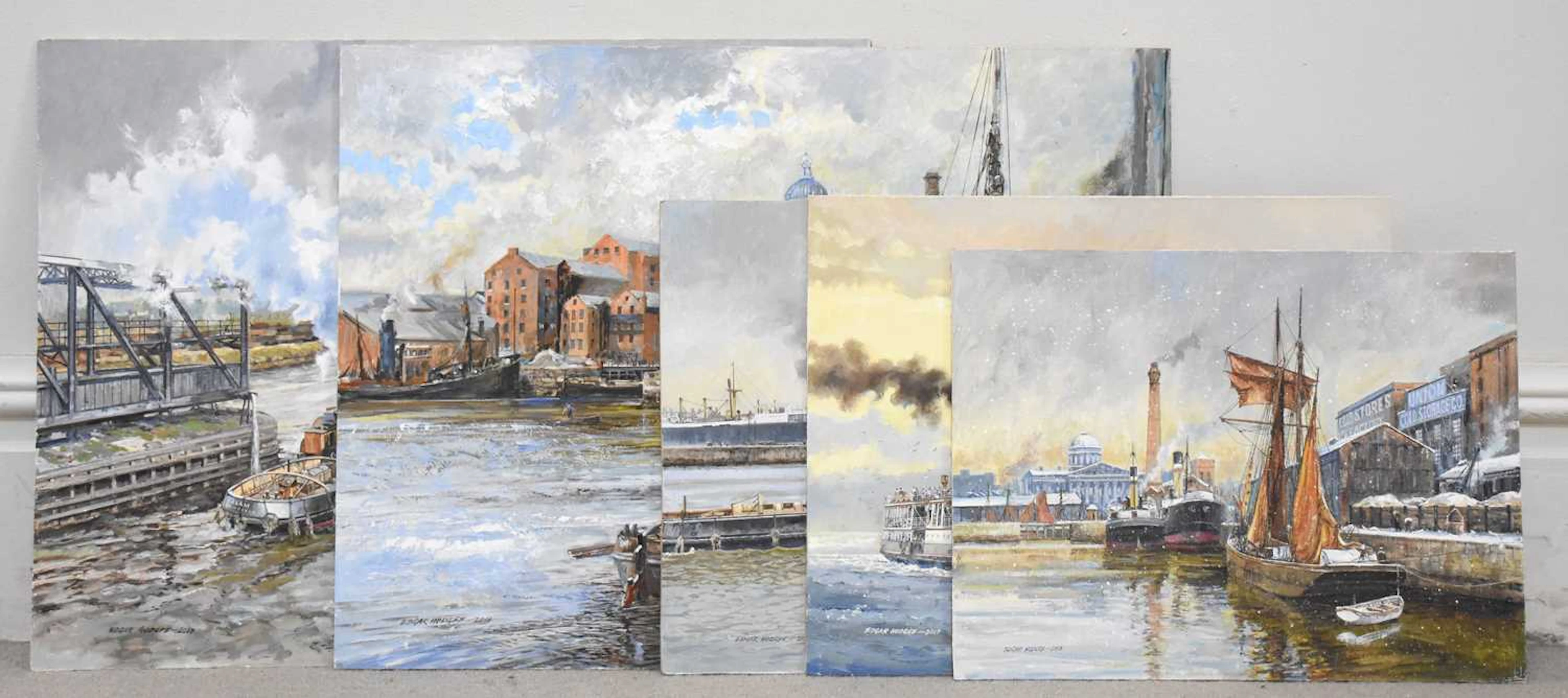 EDGAR HODGES (1928-2025); five oils on board