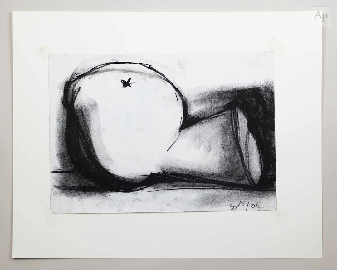 GORDON BALDWIN (1932-2025); a charcoal on paper study of a vessel