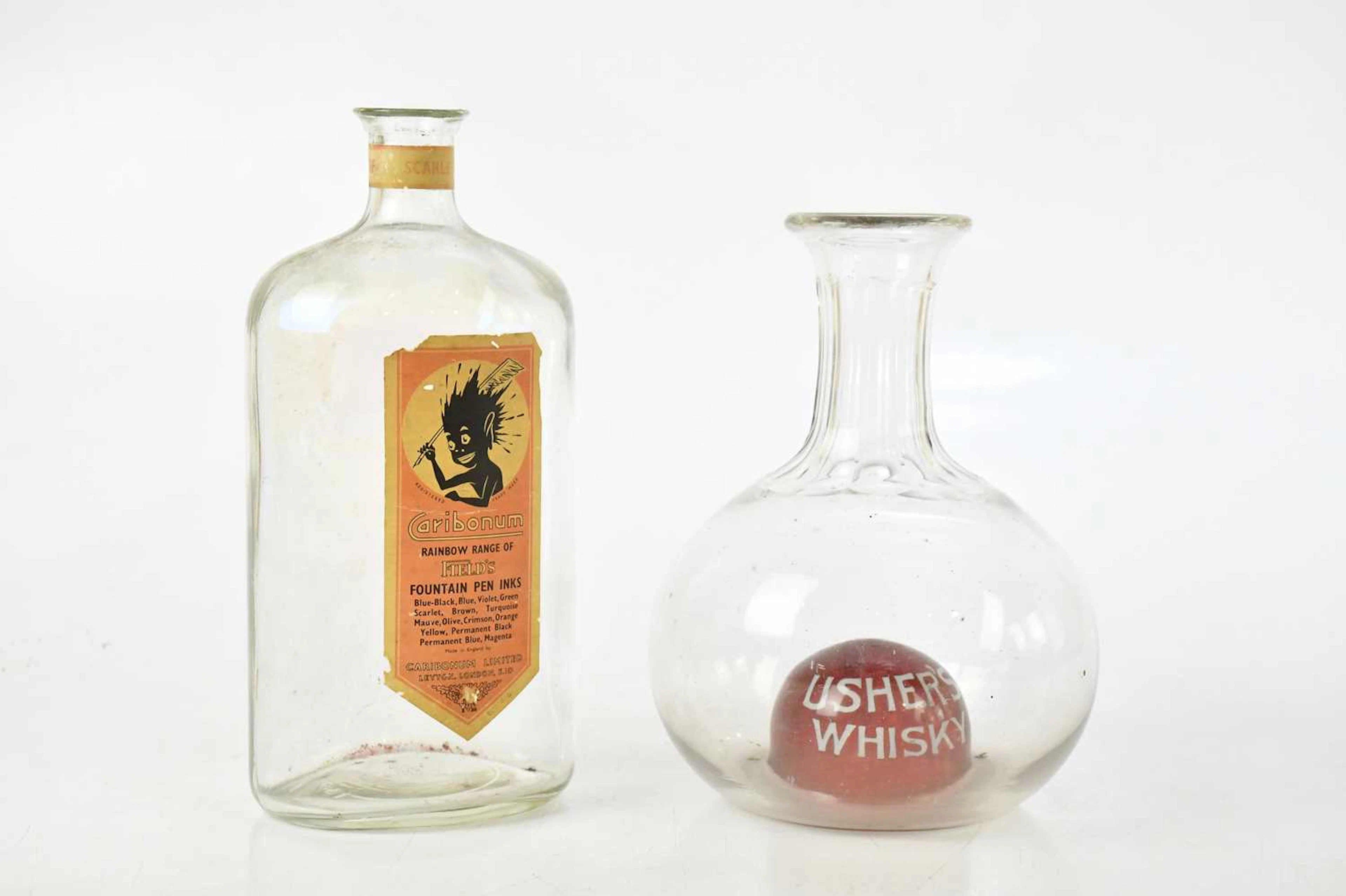 USHER'S WHISKY; an advertising glass carafe