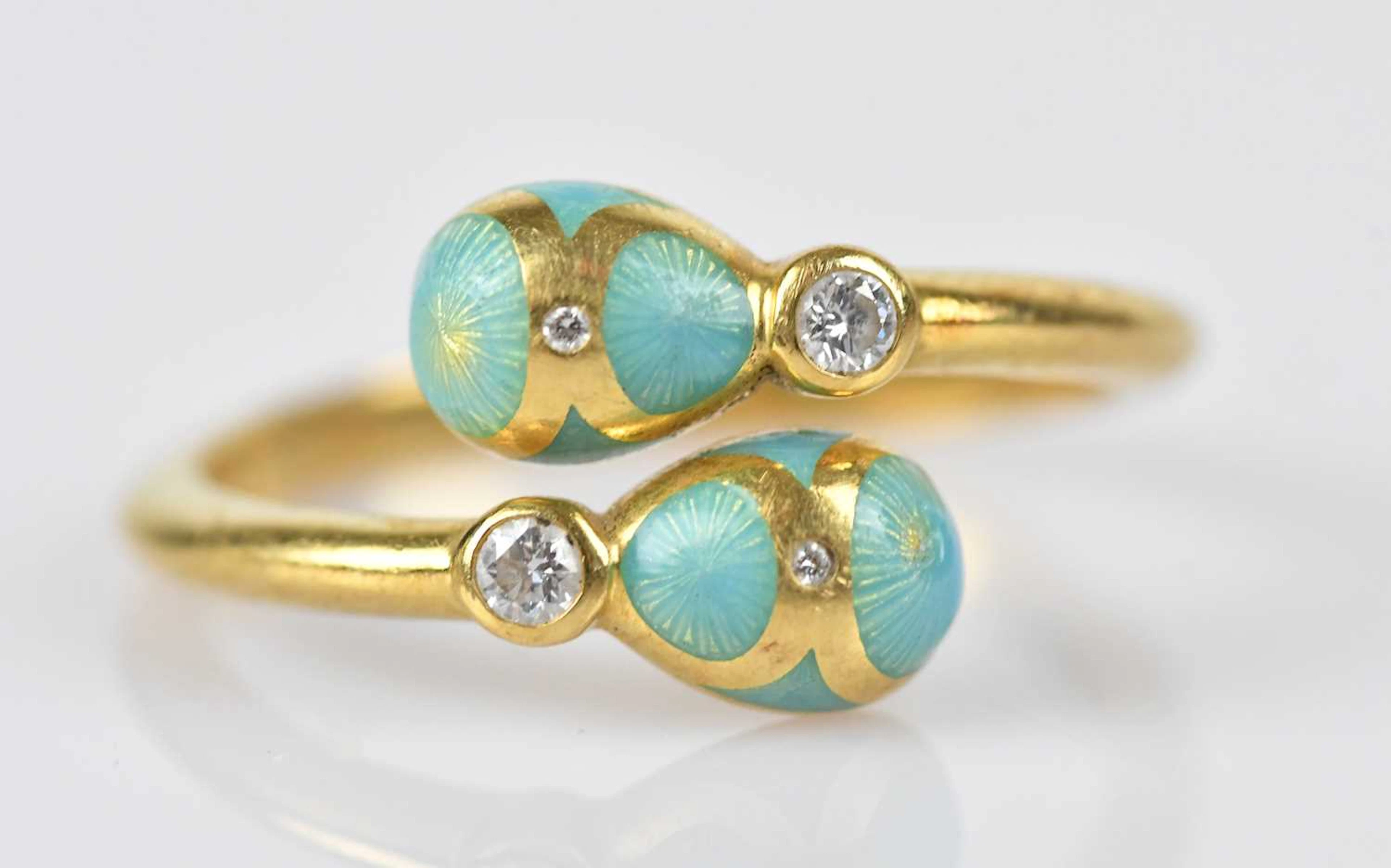 FABERGÉ; an 18ct yellow gold diamond and enamel Palais...