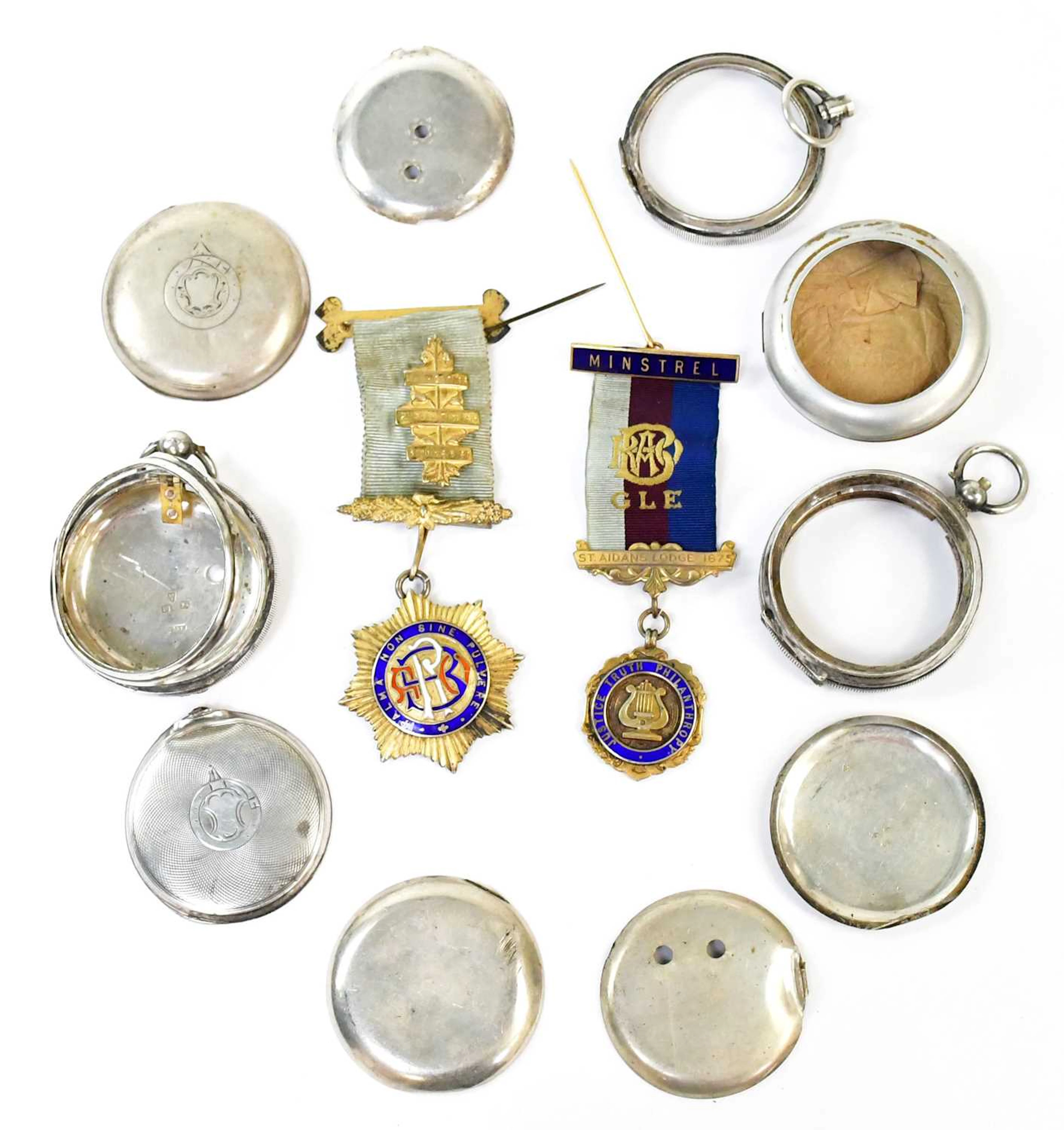 A quantity of hallmarked silver pocket watch cases and...