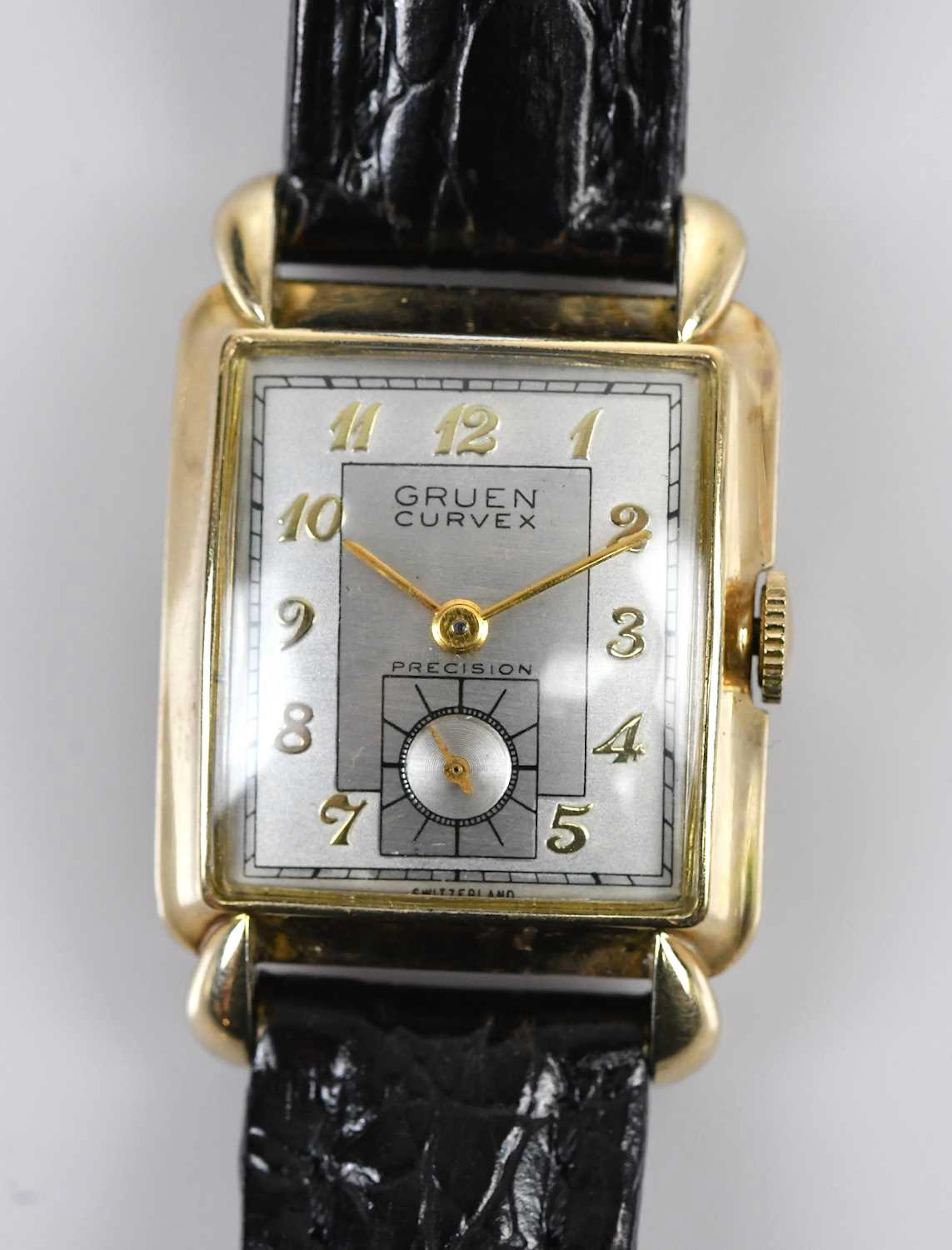 GRUEN; a 10K gold filled gentleman's wristwatch