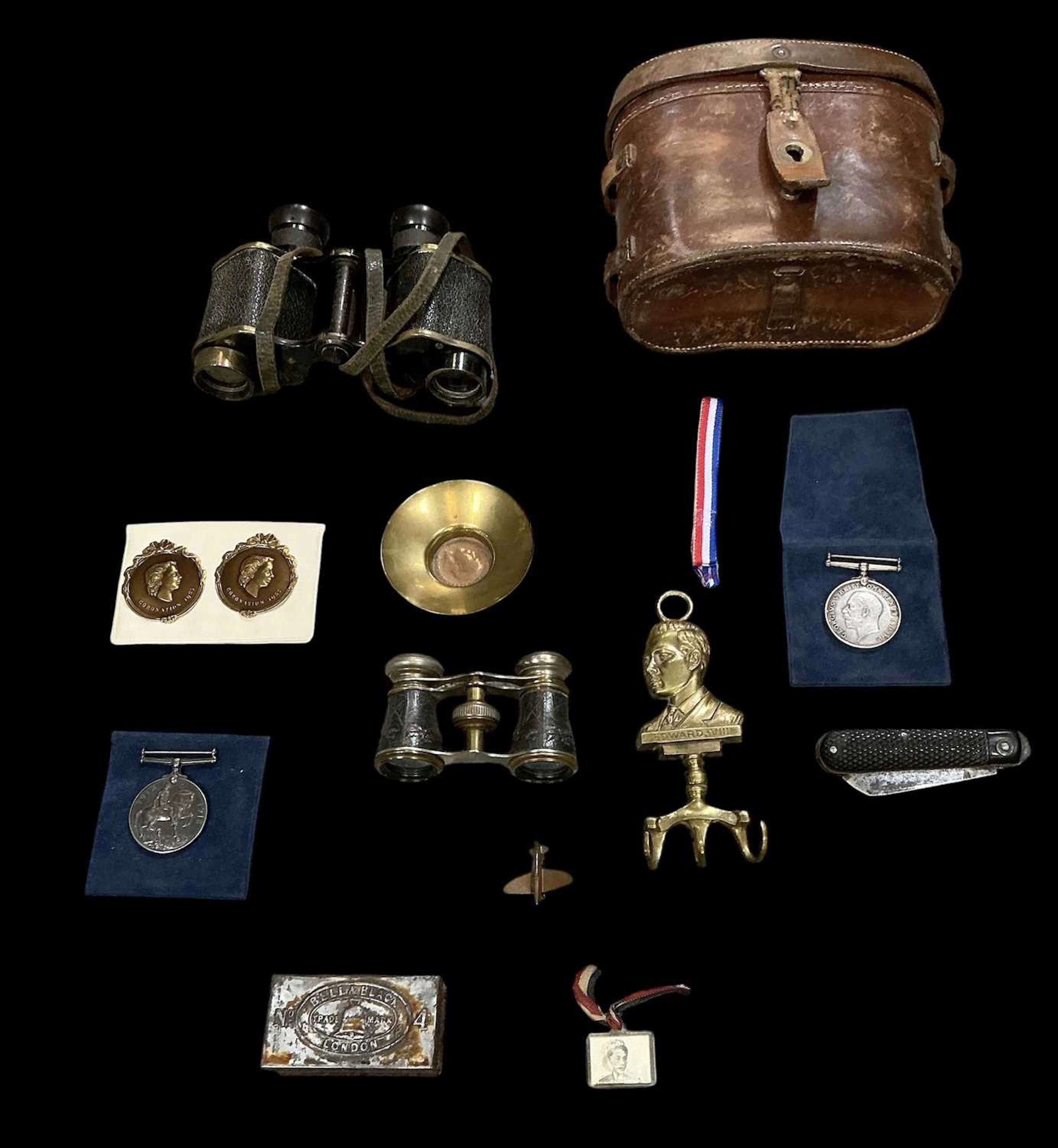 A collection of assorted military items