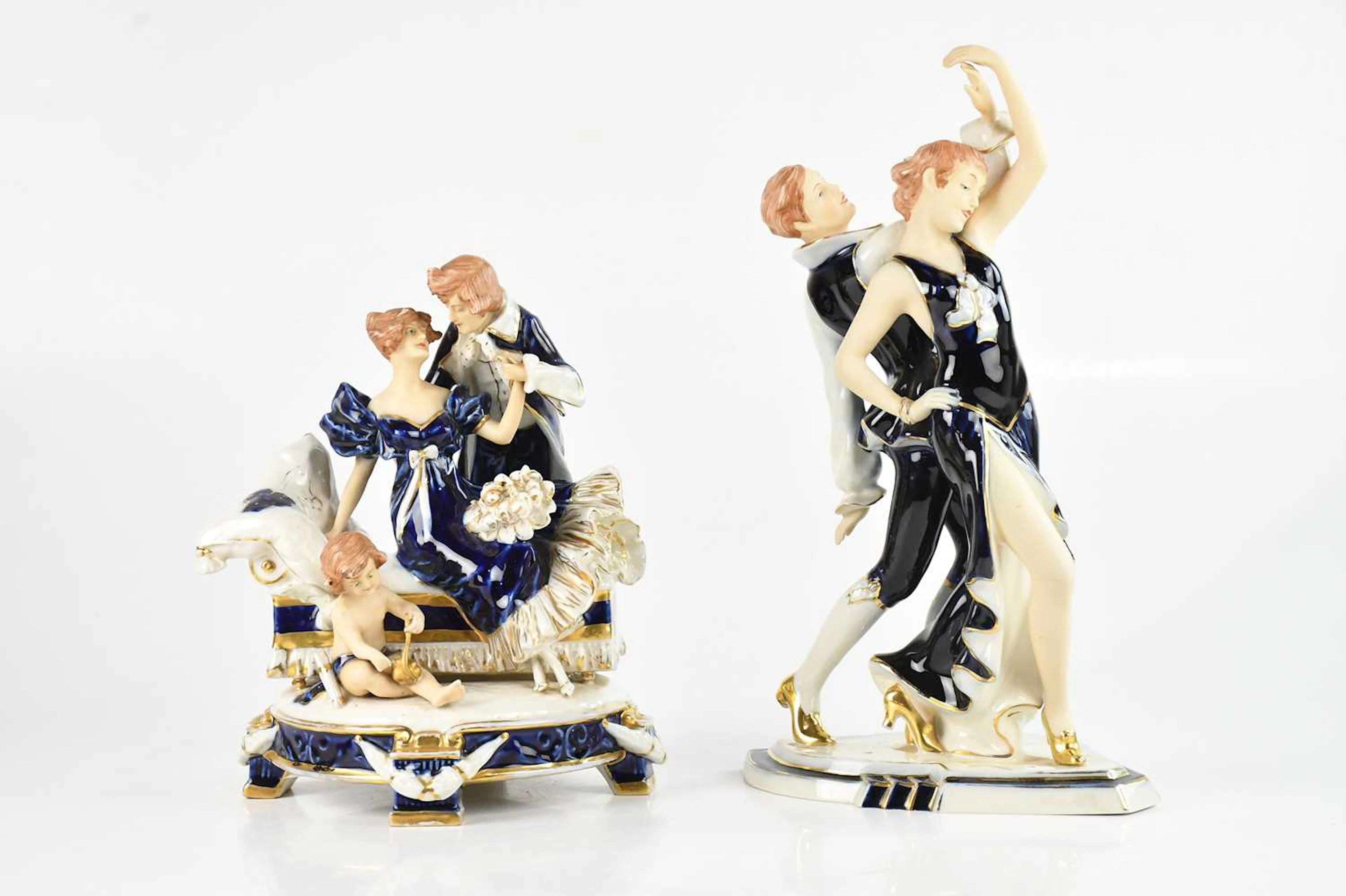 ROYAL DUX; two ceramic figure groups