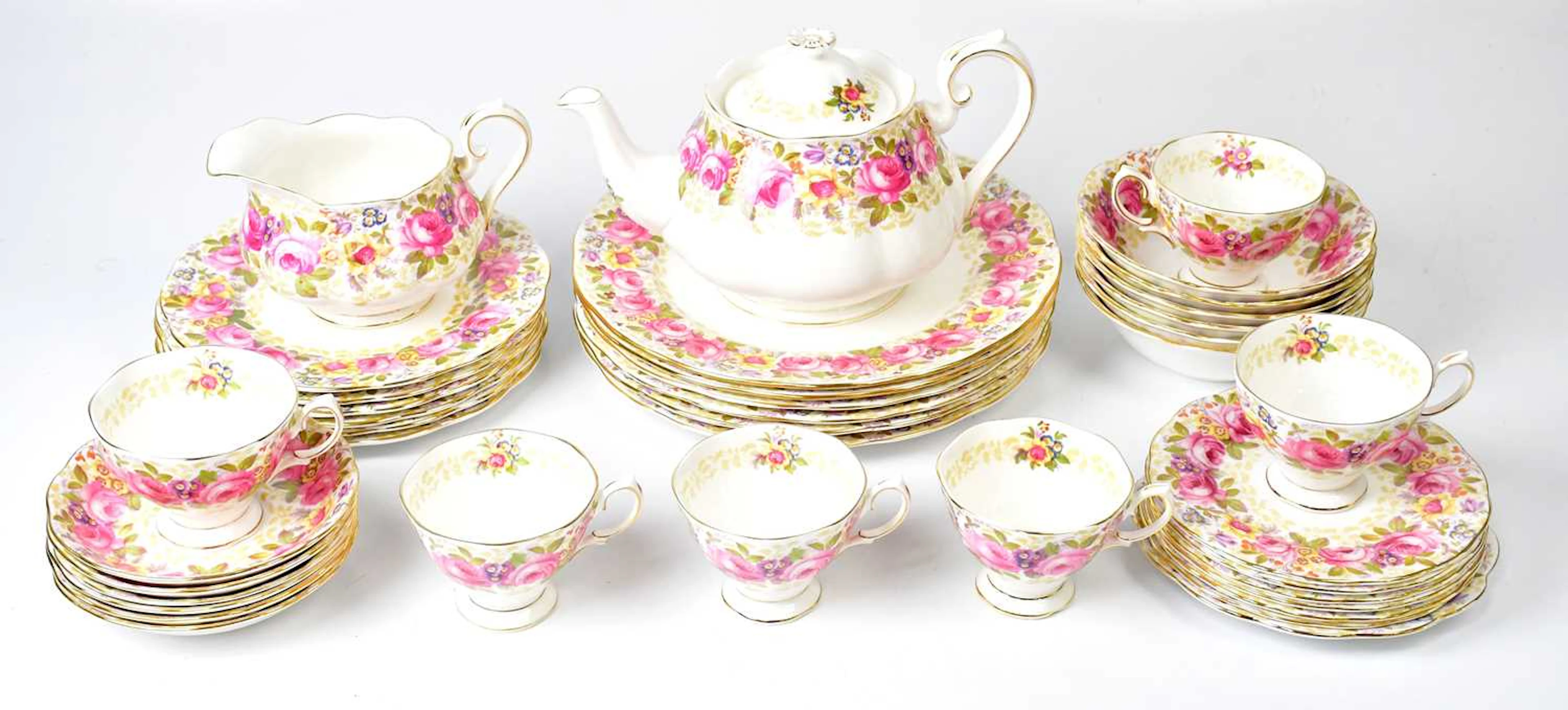 ROYAL ALBERT; a 'Serena' part tea and dinner service comprising teapot