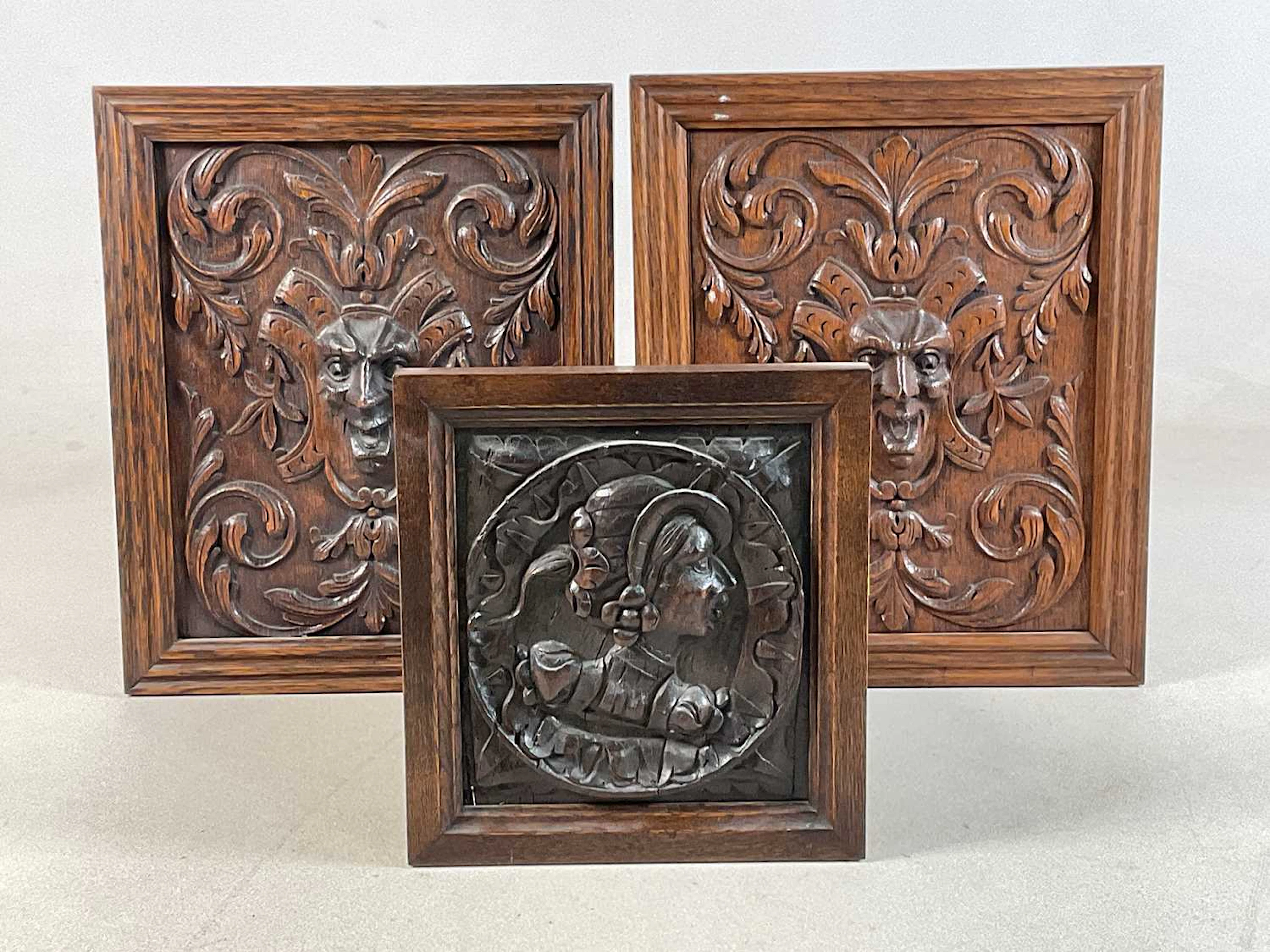 A 17th century carved oak panel