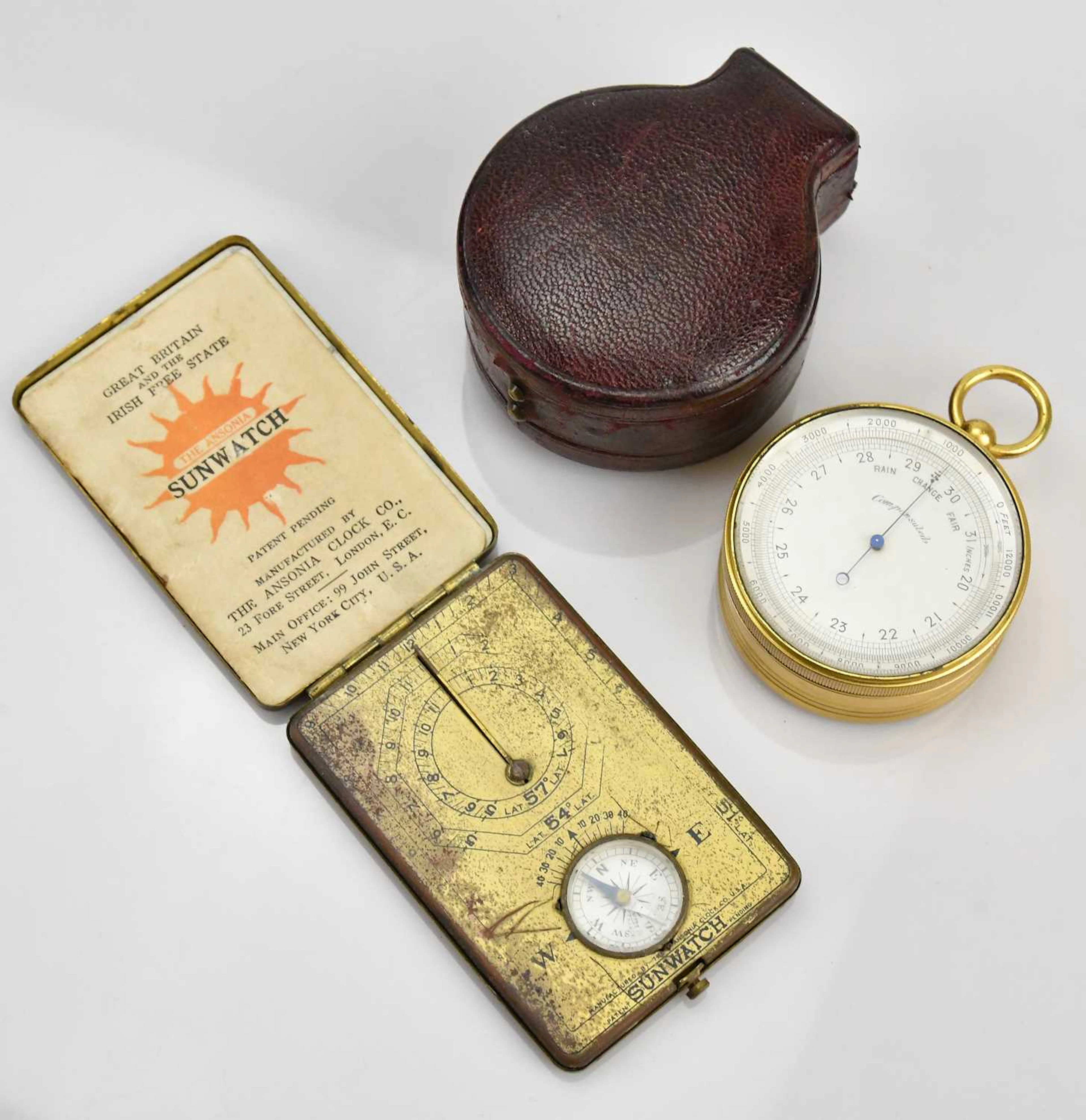 A late 19th century pocket compensated barometer/thermometer