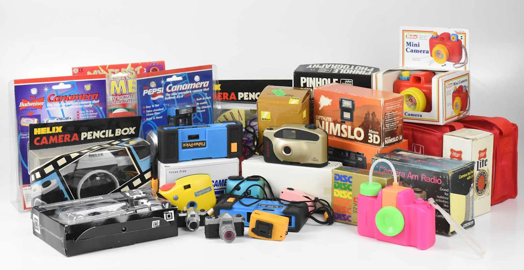 A collection of novelty cameras