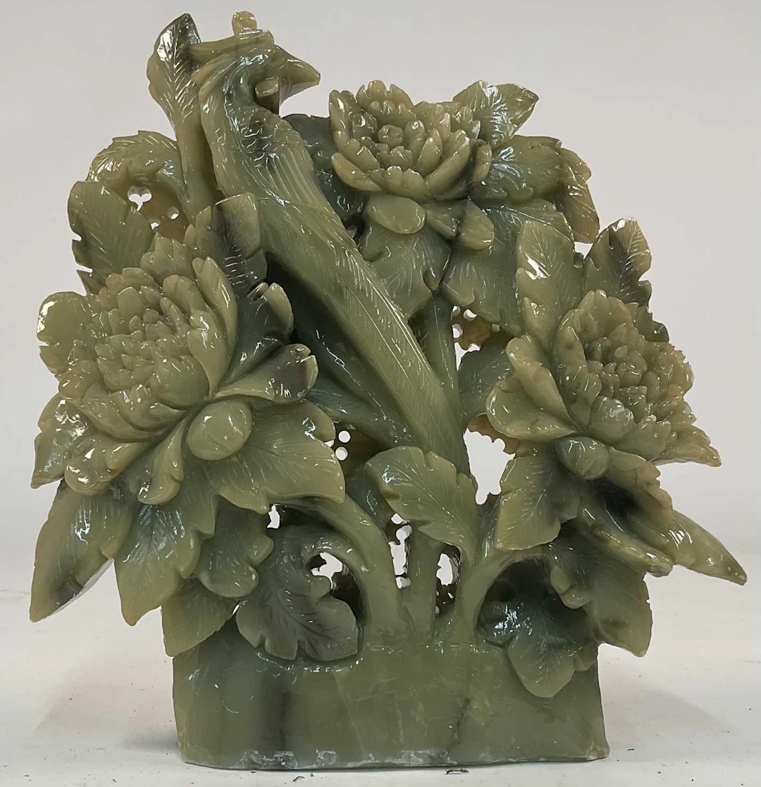 A large jade floral ornament