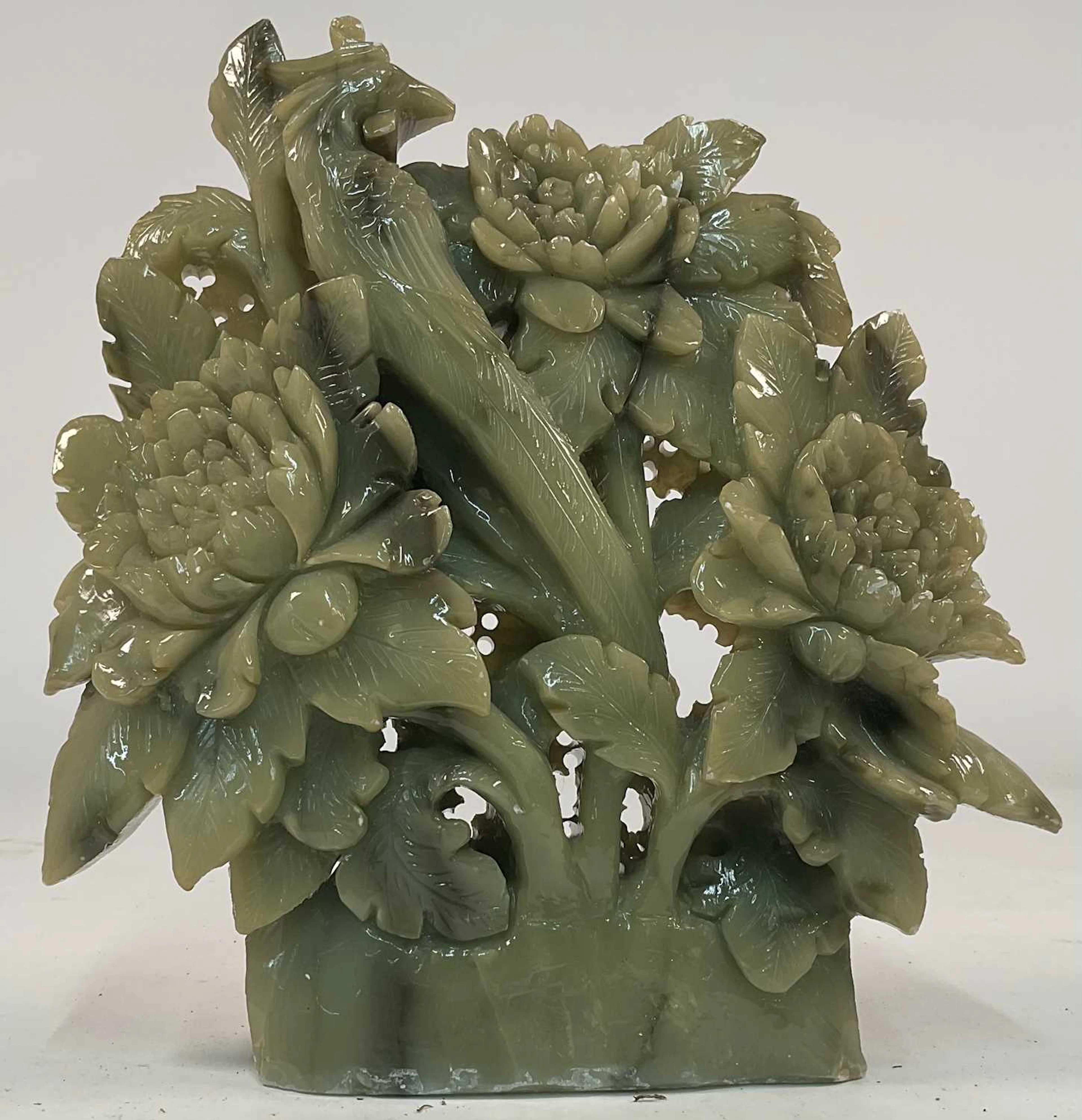 A large jade floral ornament