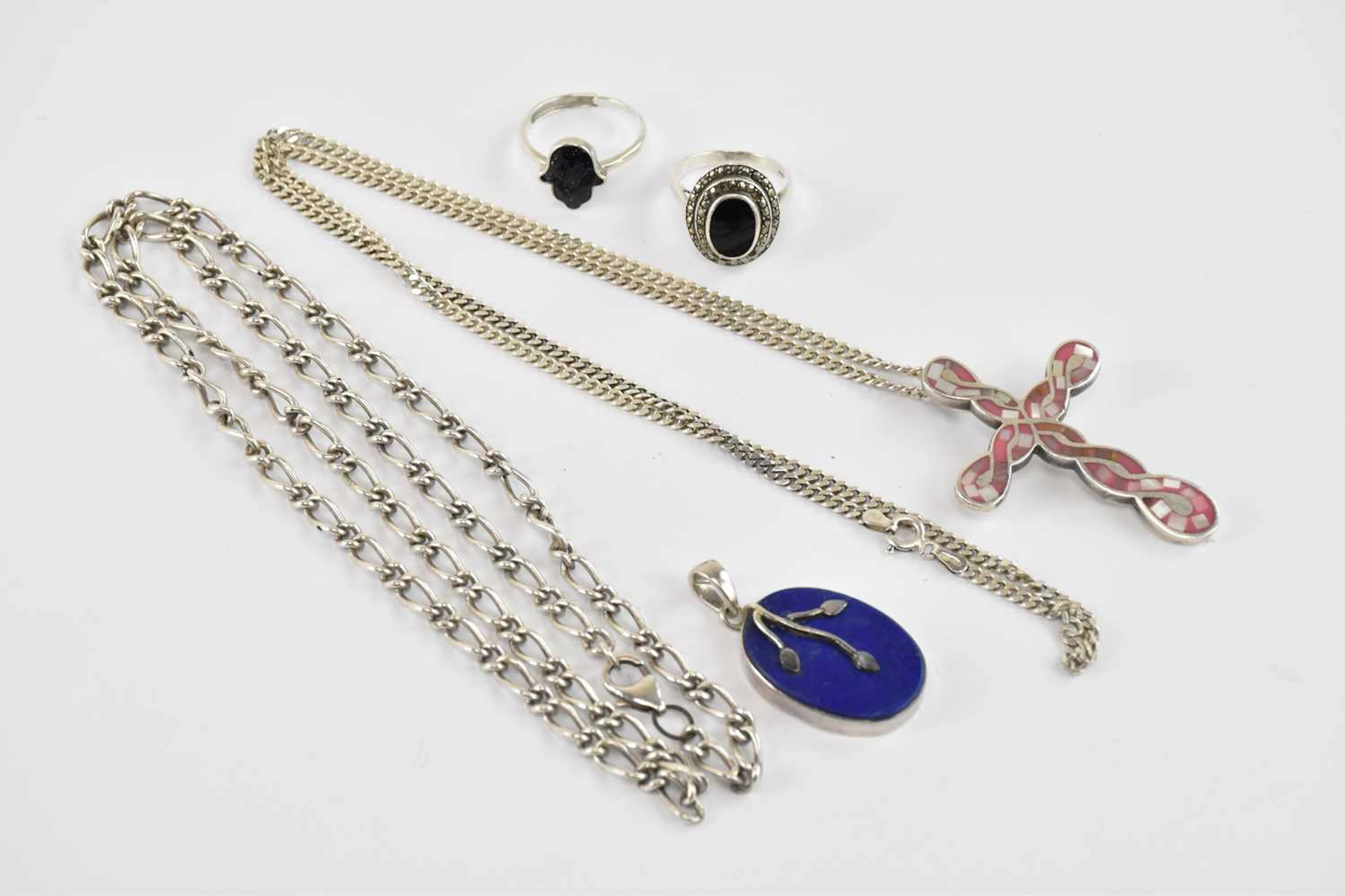 A group of silver jewellery