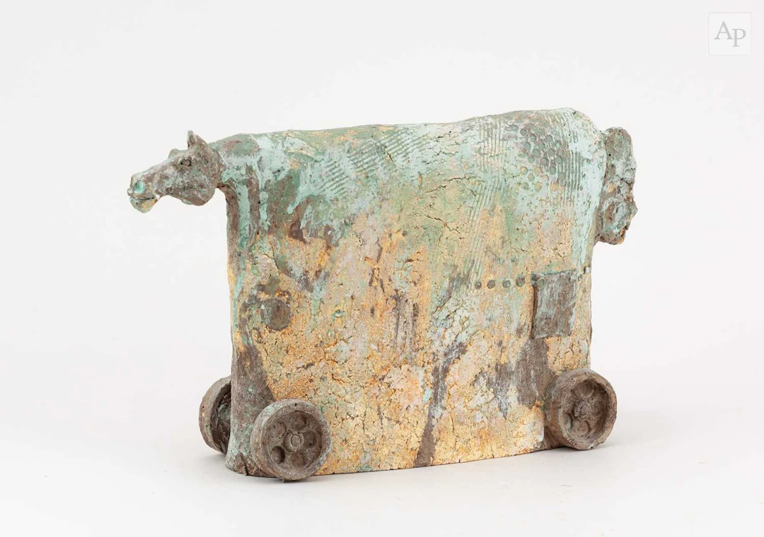 AREK SZWED (born 1969); a grogged earthenware sculpture of a horse