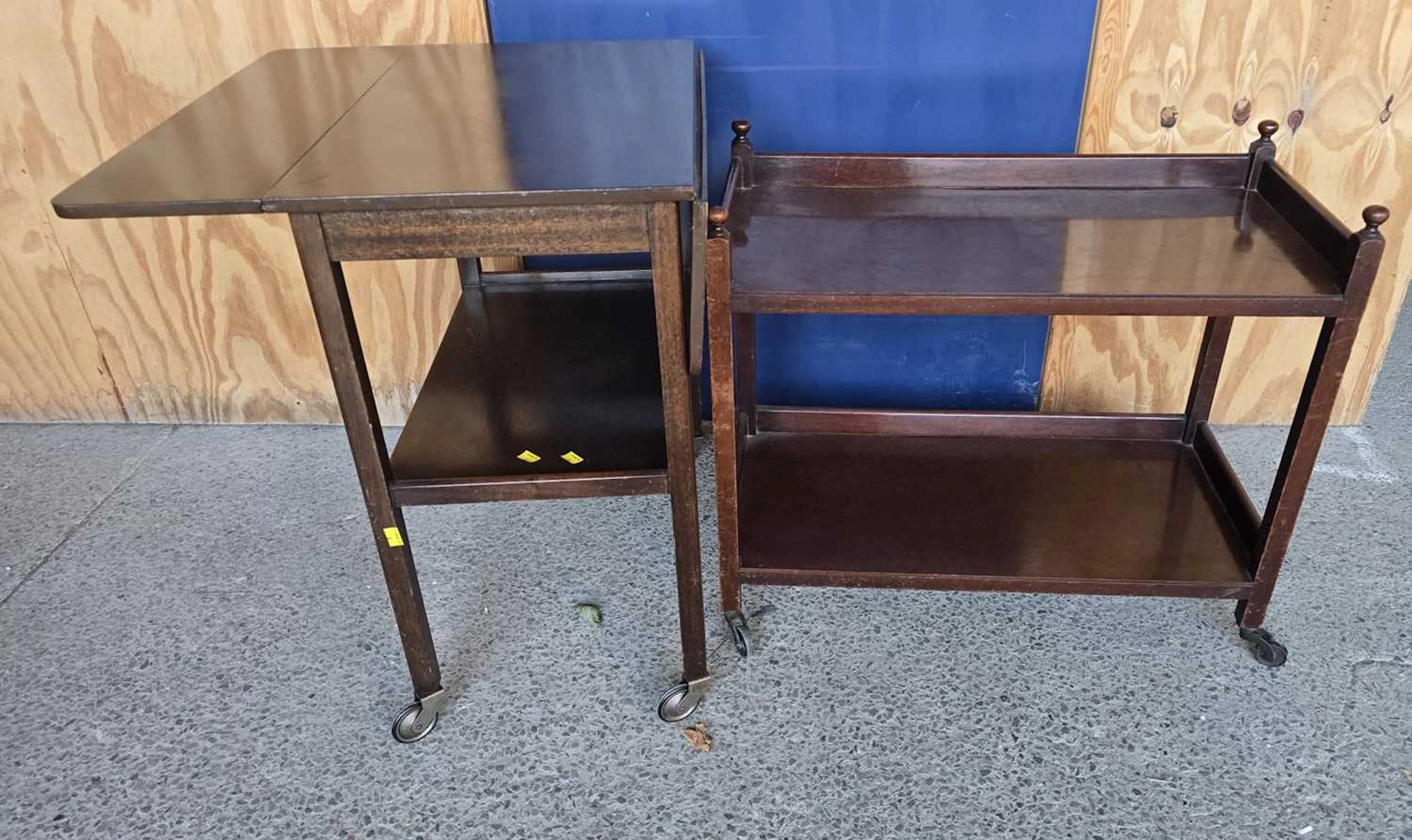 Two mahogany trolley tables