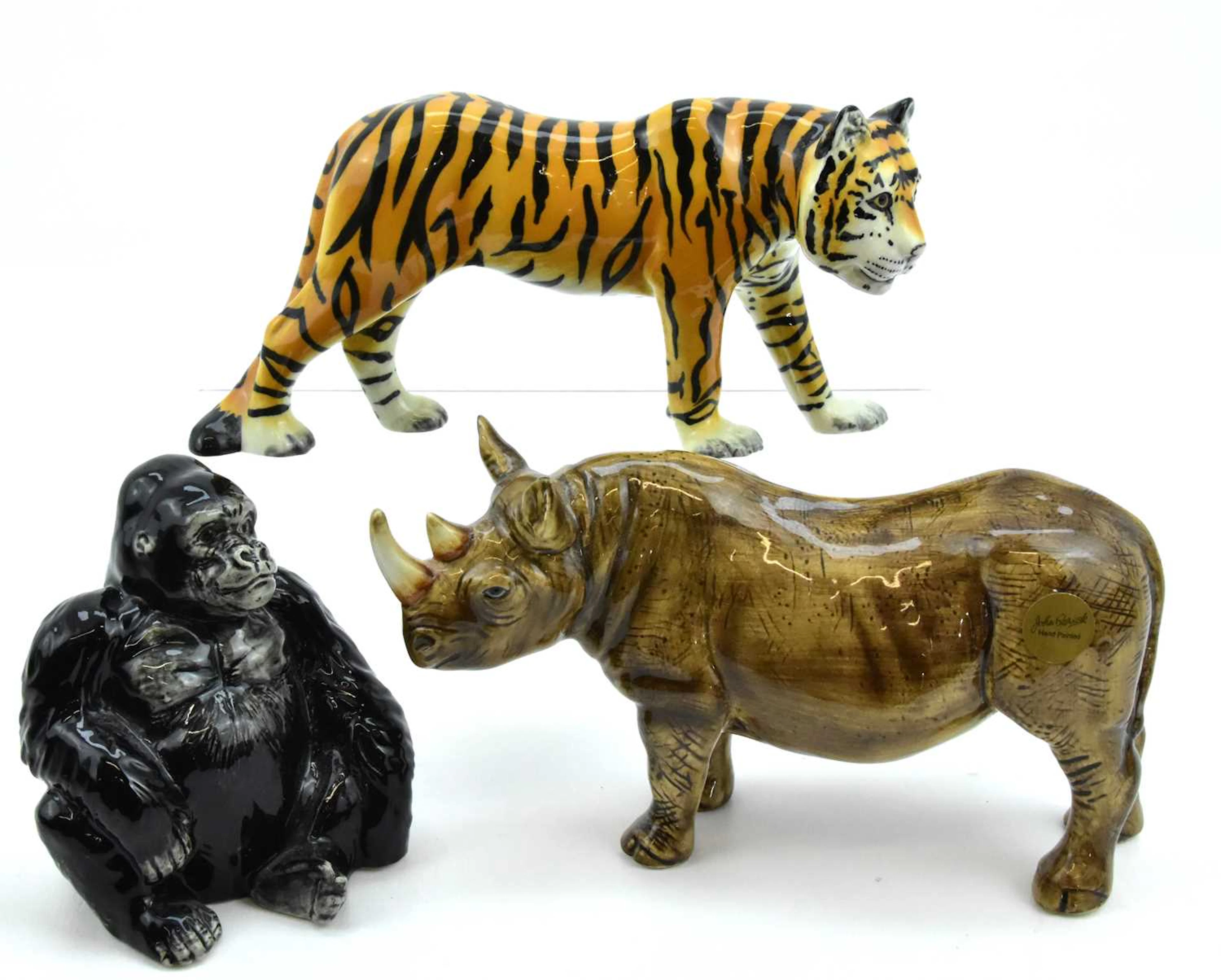 BESWICK; three wild animal figures comprising a tiger