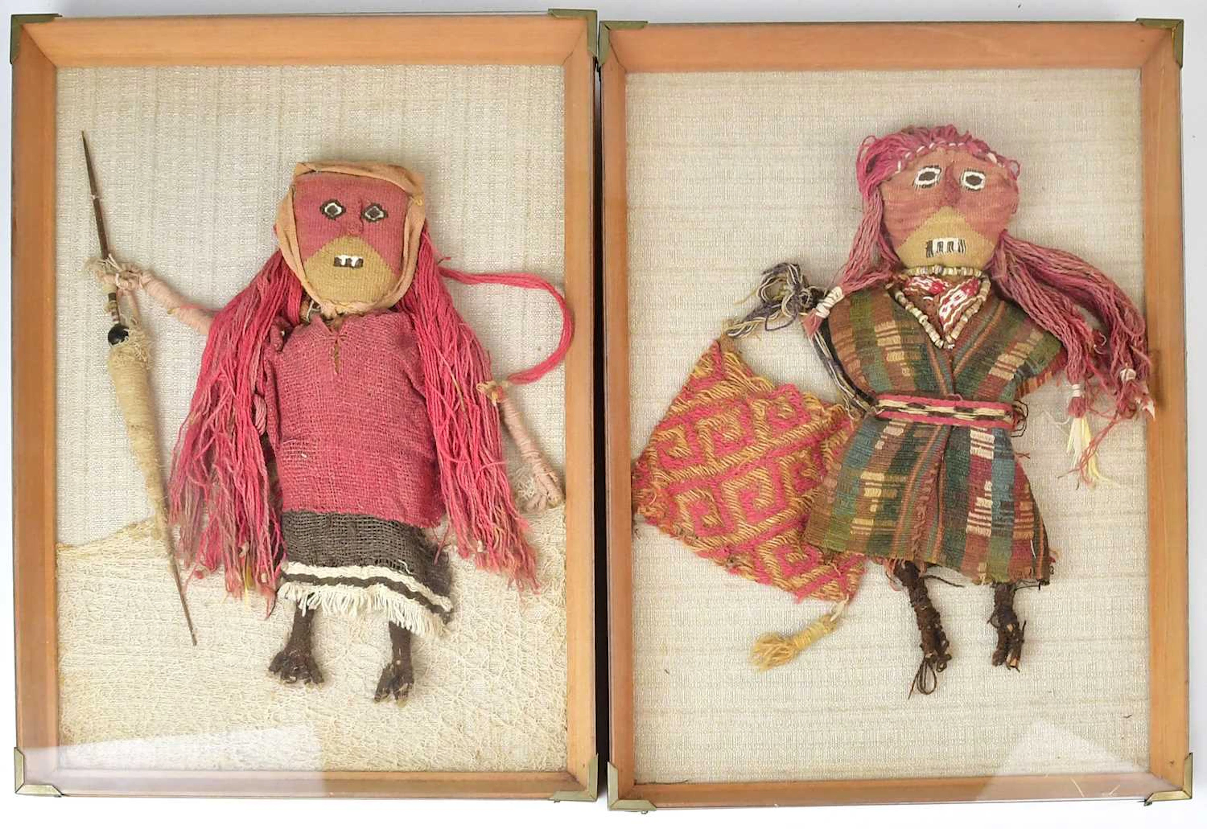 Two South American hand-made burial dolls