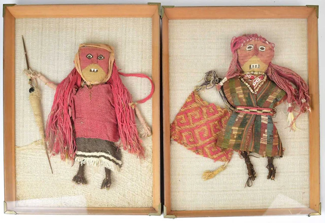 Two South American hand-made burial dolls