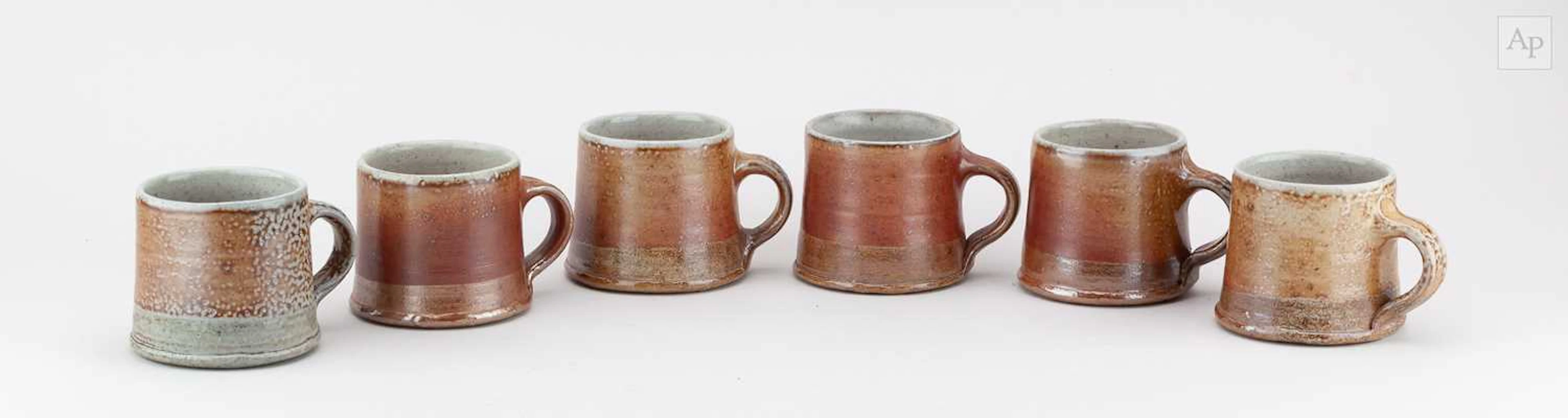 SARAH WALTON (born 1945); a set of six salt glazed mugs