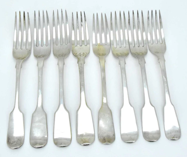 Eight hallmarked silver table forks