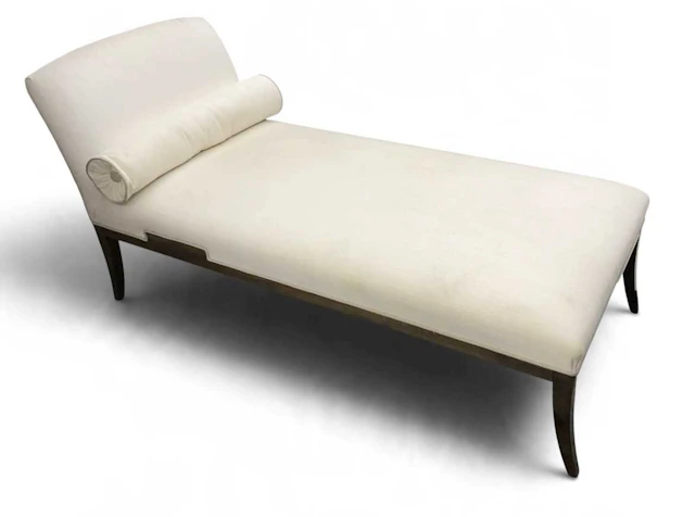 A modern white upholstered veneered Art Deco style chaise longue