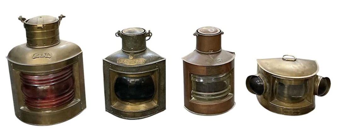 Four early 20th century and later ship's lamps comprising a copper Port lamp