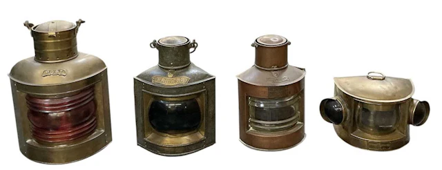 Four early 20th century and later ship's lamps comprising a copper Port lamp